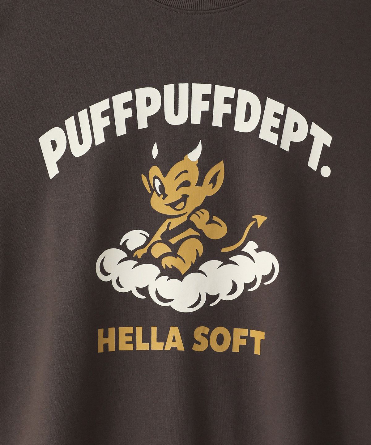 퍼프퍼프뎁트(PUFF PUFF DEPT) HELLASOFT 스웨트셔츠 BROWN