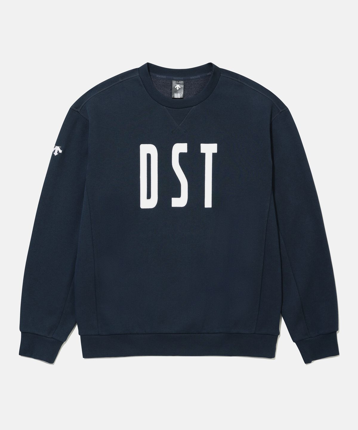 데상트(DESCENTE) 코튼 기모 컴포트핏 맨투맨 네이비 SR423UHTO1