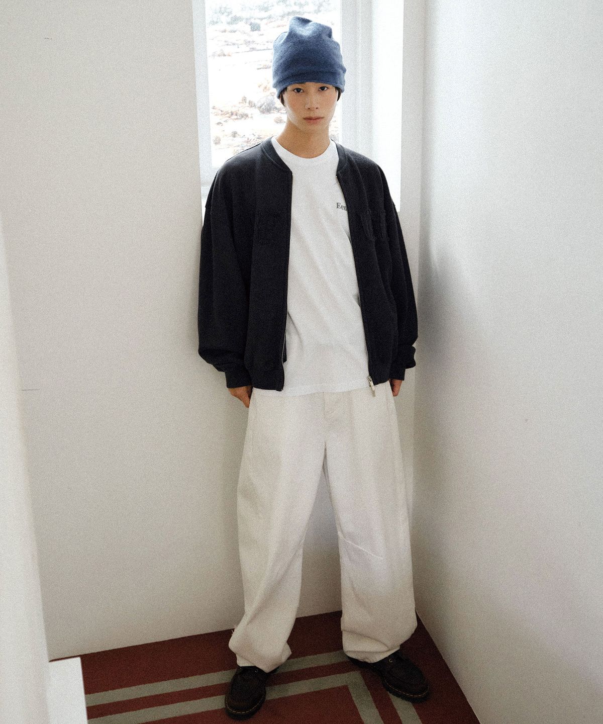 이우트(EEUT) EEUT APPLIQUE SWEAT ZIP UP / CHARCOAL