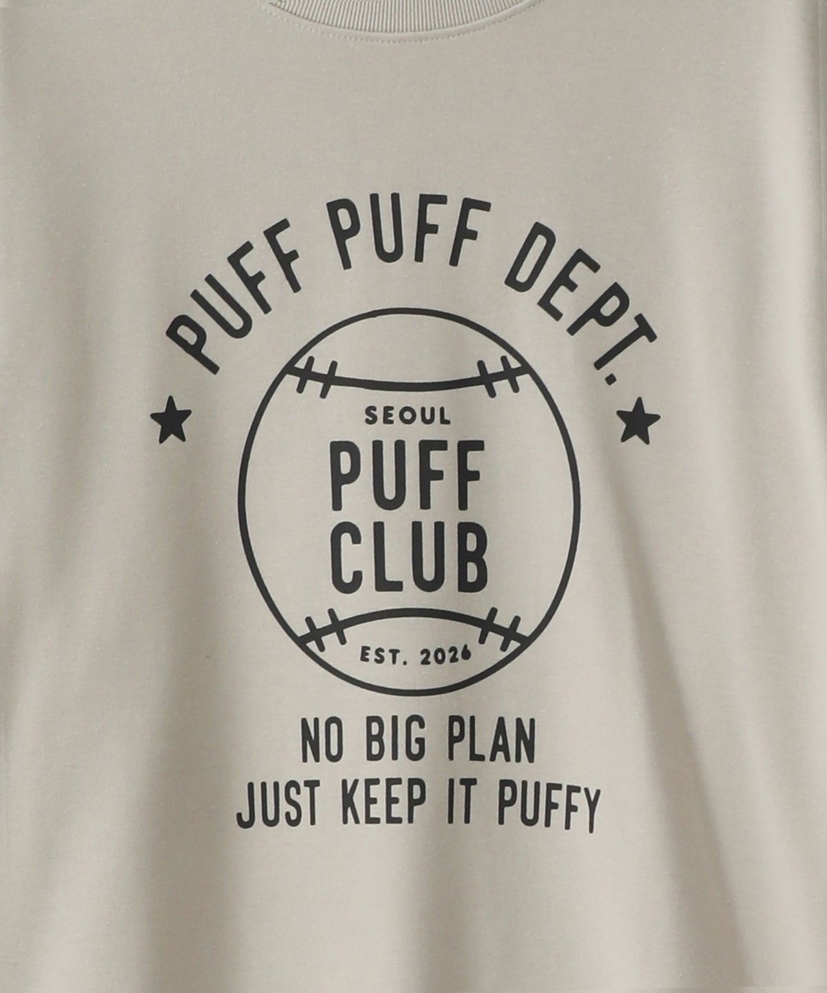 퍼프퍼프뎁트(PUFF PUFF DEPT) BASEBALL 스웨트셔츠 GREYISH BEIGE
