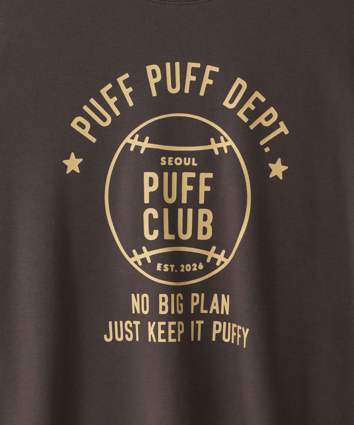 퍼프퍼프뎁트(PUFF PUFF DEPT) BASEBALL 스웨트셔츠 BROWN