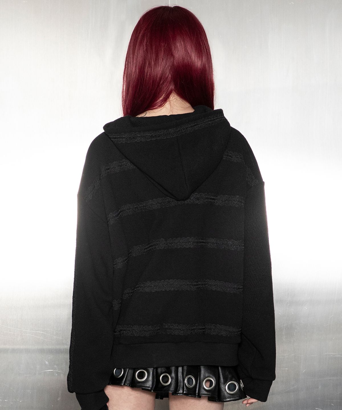 글랙(GLACK) GBOHD002 플뢰르 레이스 와플 후드 집업 G26WZ8005BK (BLACK)