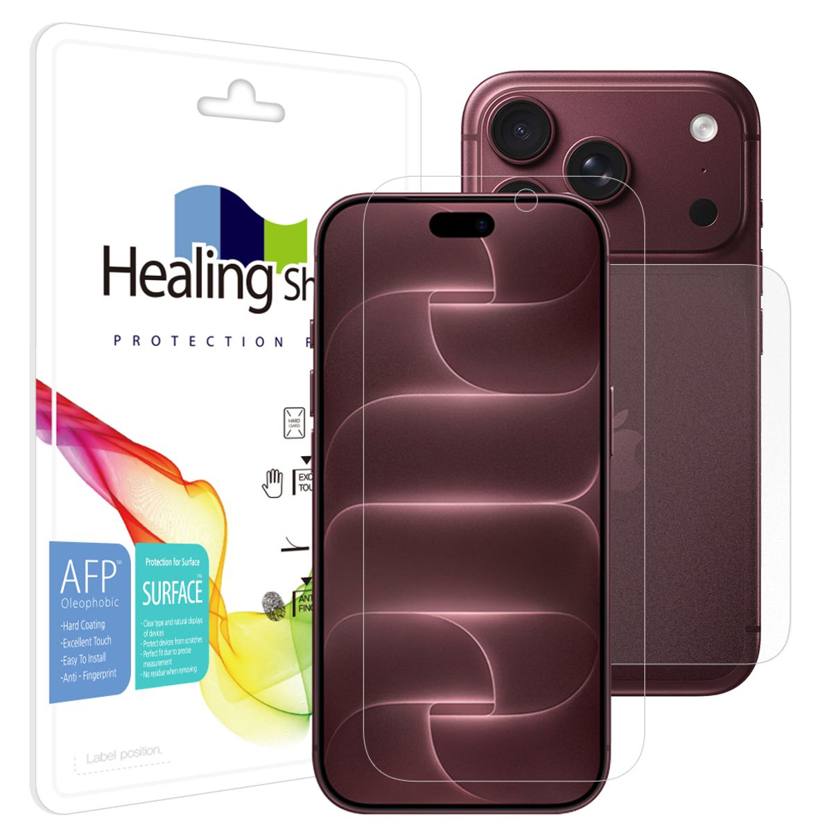 힐링쉴드(HEALINGSHIELD) 아이폰18 프로 올레포빅 액정보호필름 1매 후면1매