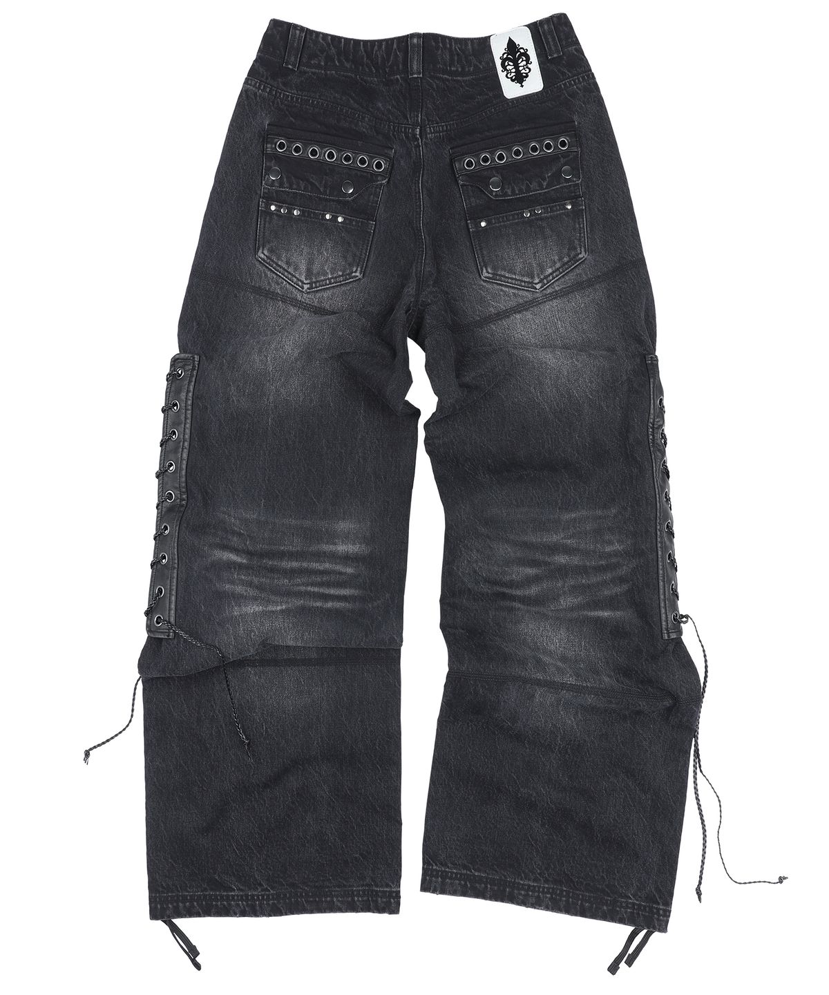 글랙(GLACK) GBOP002 사이드 코르셋 레귤러핏 워시드 블랙 데님 팬츠 G26BD8002BK (BLACK)