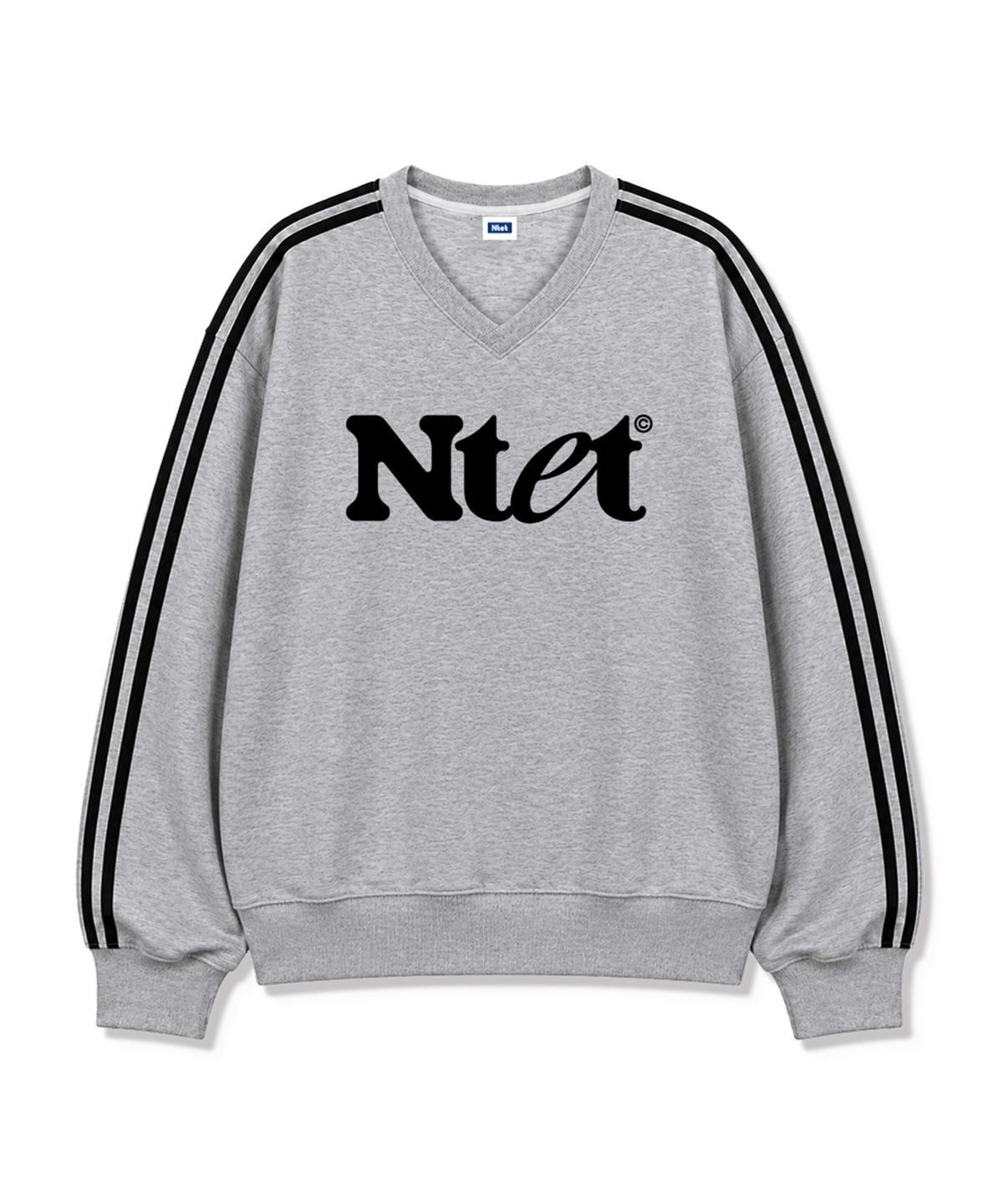 엔티이티(NTET) 그루브 로고 트랙 브이넥 맨투맨 (4color)