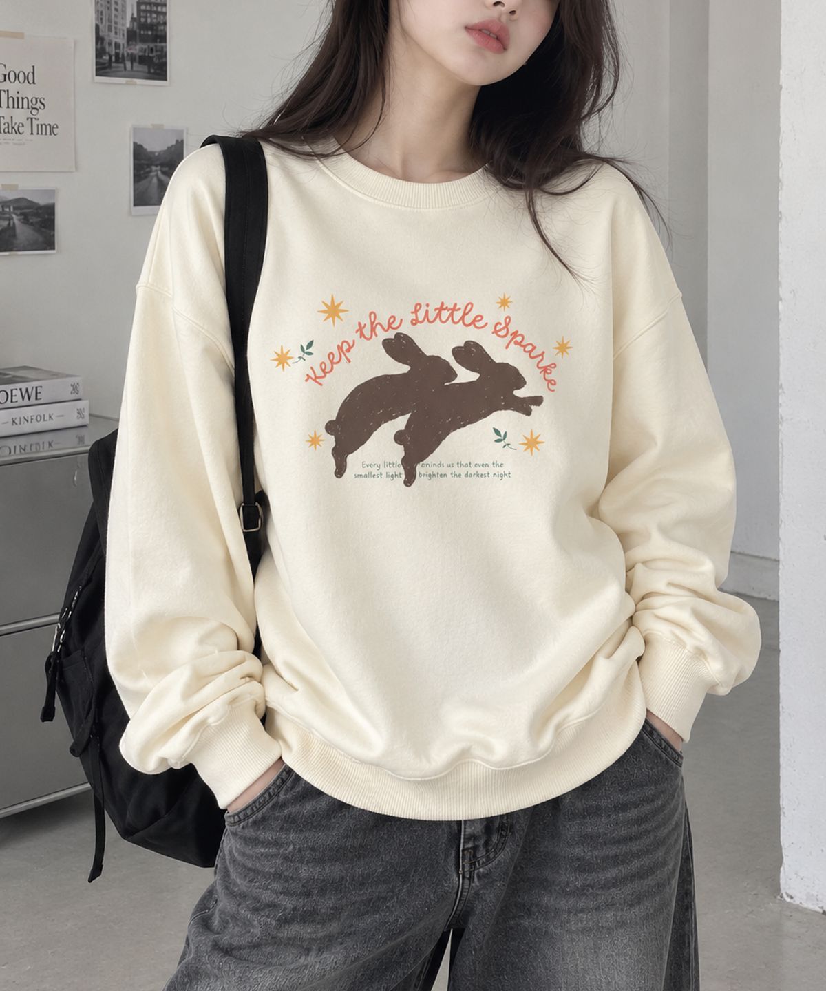 도톤(DOTON) KEEP THE SPARK SWEATSHIRT (Navy)