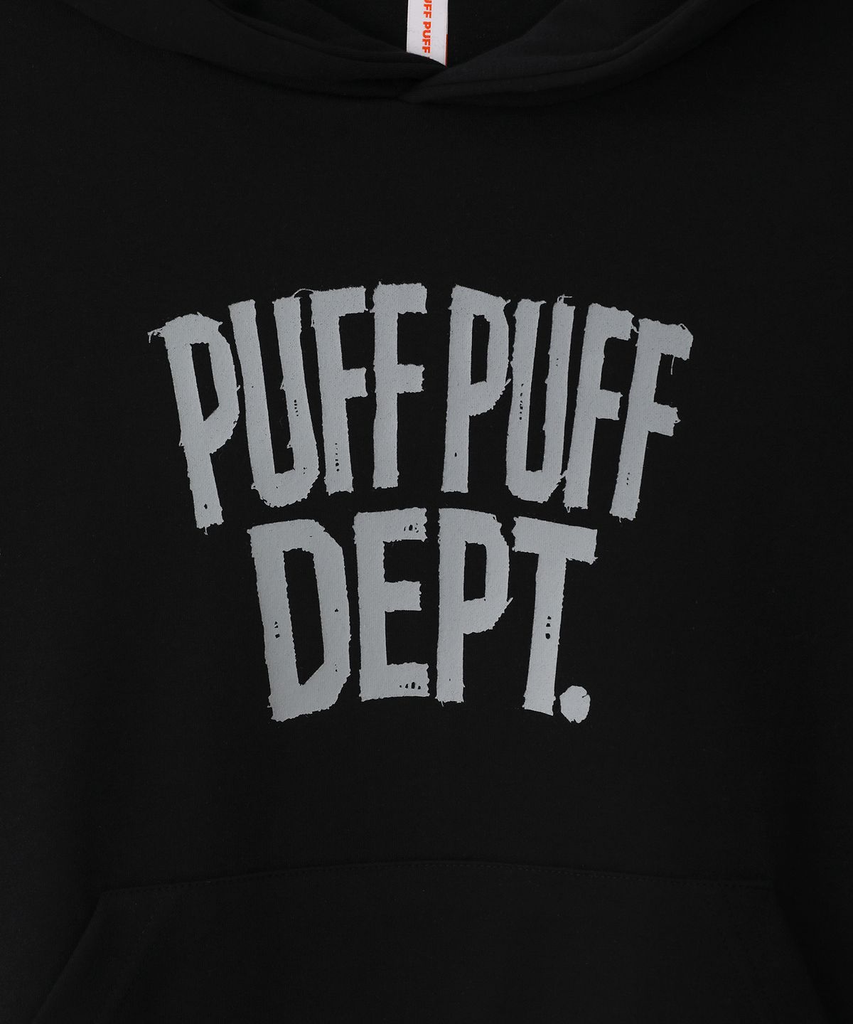 퍼프퍼프뎁트(PUFF PUFF DEPT) PPD 그런지 크롭 후드 BLACK