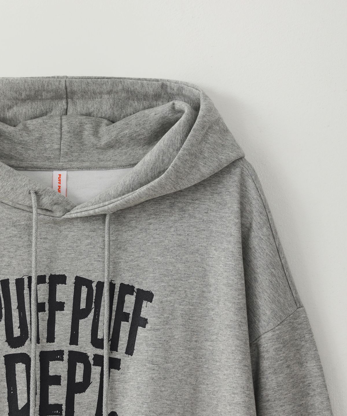 퍼프퍼프뎁트(PUFF PUFF DEPT) PPD 그런지 크롭 후드 GREY