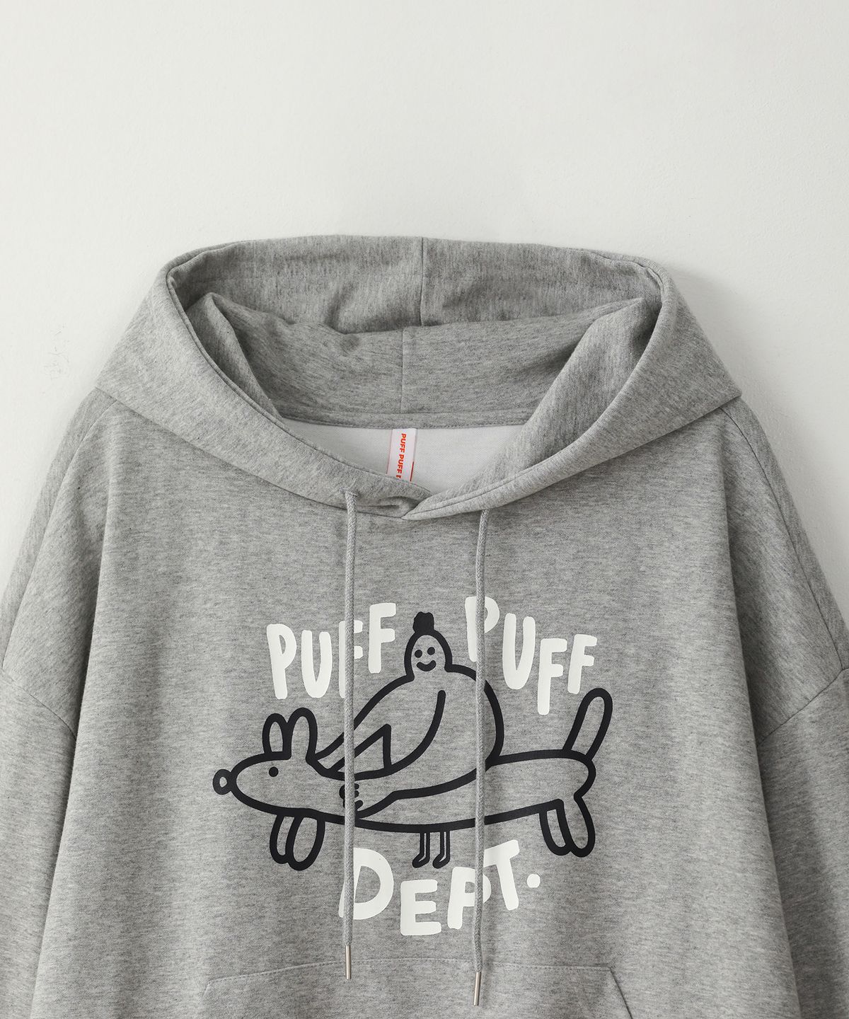 퍼프퍼프뎁트(PUFF PUFF DEPT) HOT-DOG 크롭 후드 GREY
