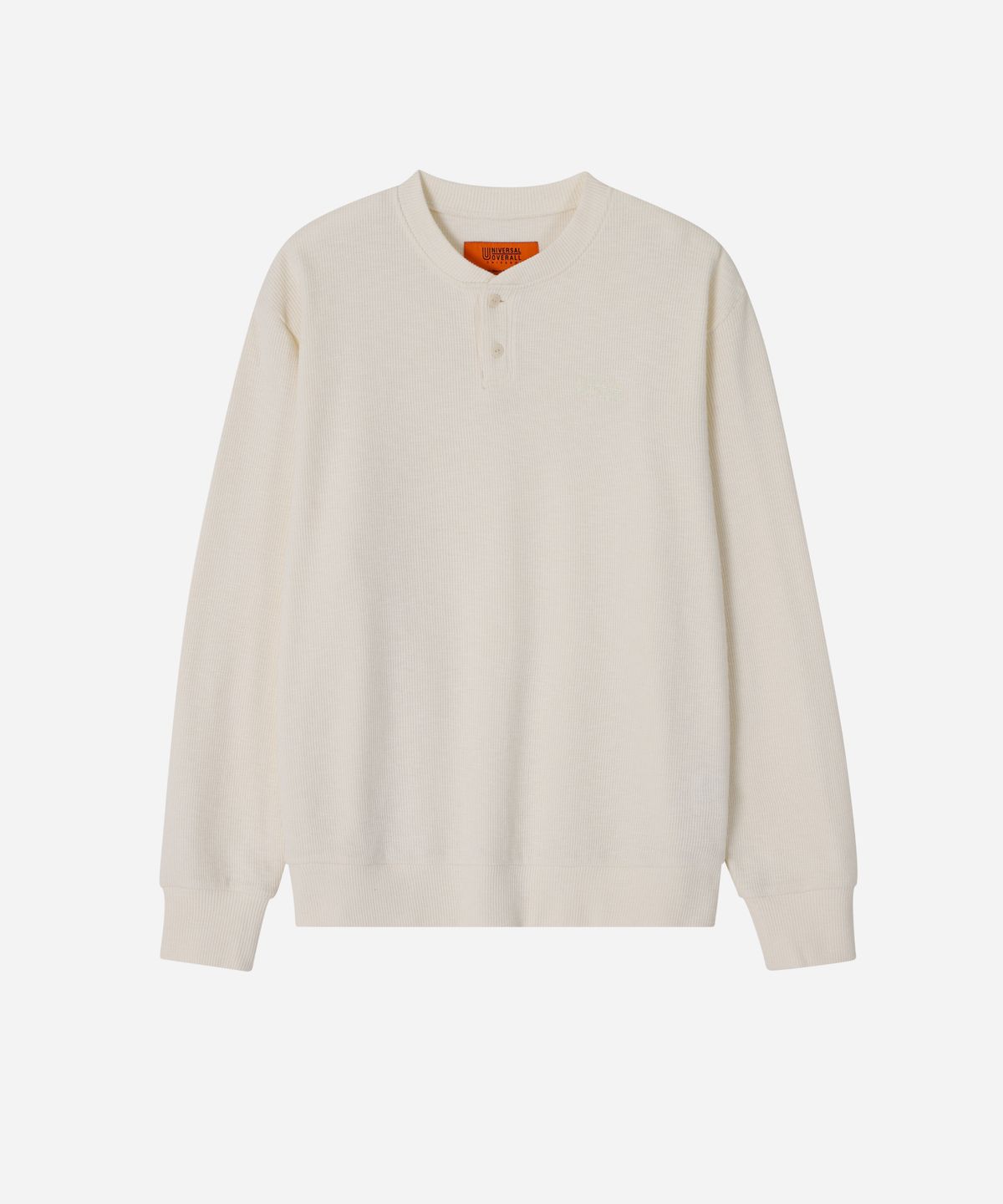 유니버셜 오버롤(UNIVERSAL OVERALL) SLUB WAFFLE HENLEY NECK SWEATSHIRTS IVORY