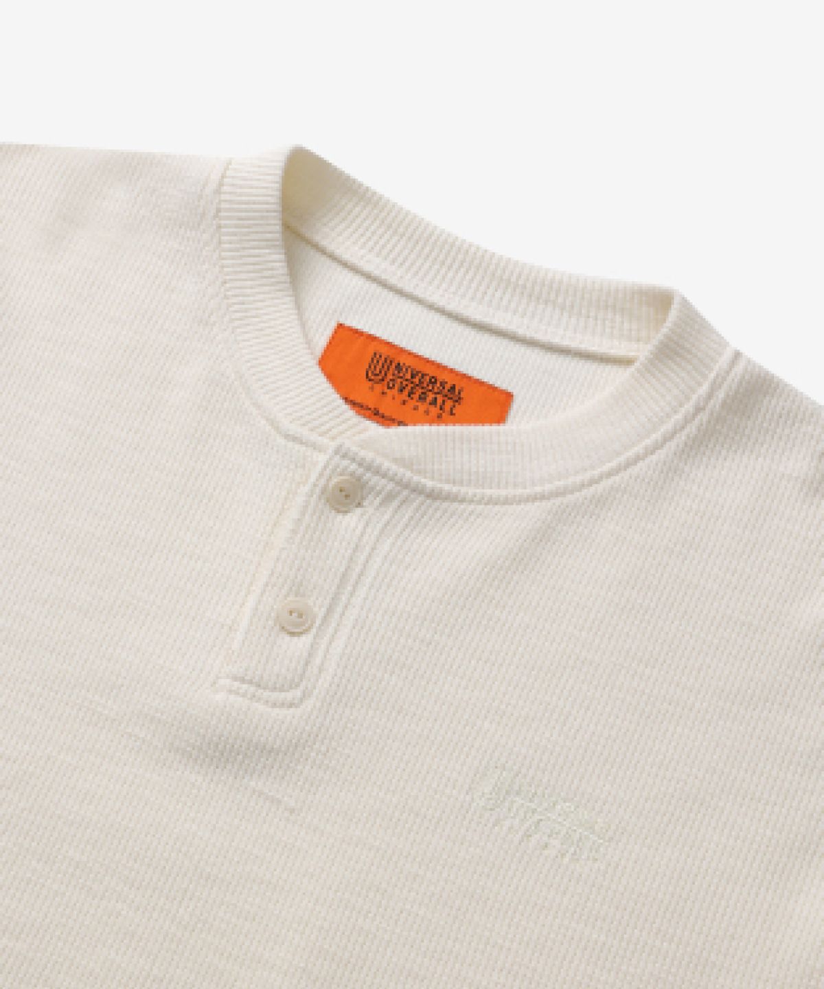 유니버셜 오버롤(UNIVERSAL OVERALL) SLUB WAFFLE HENLEY NECK SWEATSHIRTS IVORY