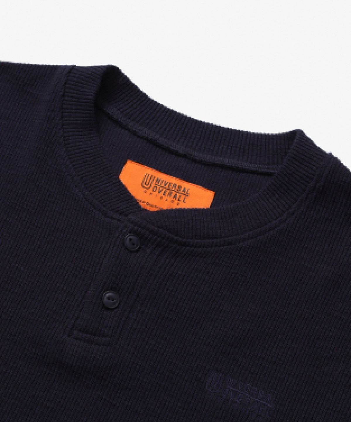 유니버셜 오버롤(UNIVERSAL OVERALL) SLUB WAFFLE HENLEY NECK SWEATSHIRTS NAVY