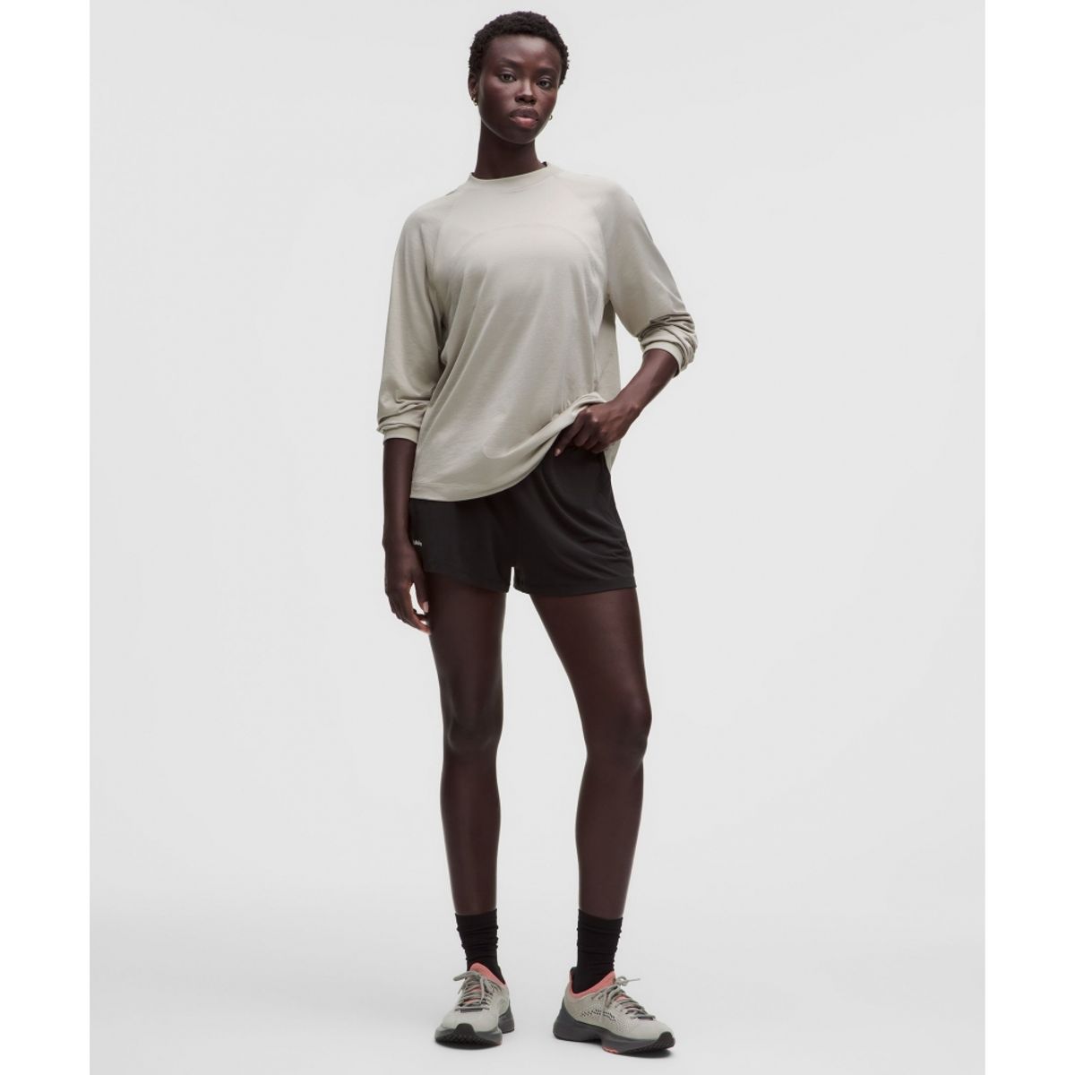 룰루레몬(LULULEMON) 코튼 블렌드 트레이닝 릴랙스드 롱슬리브  GREH