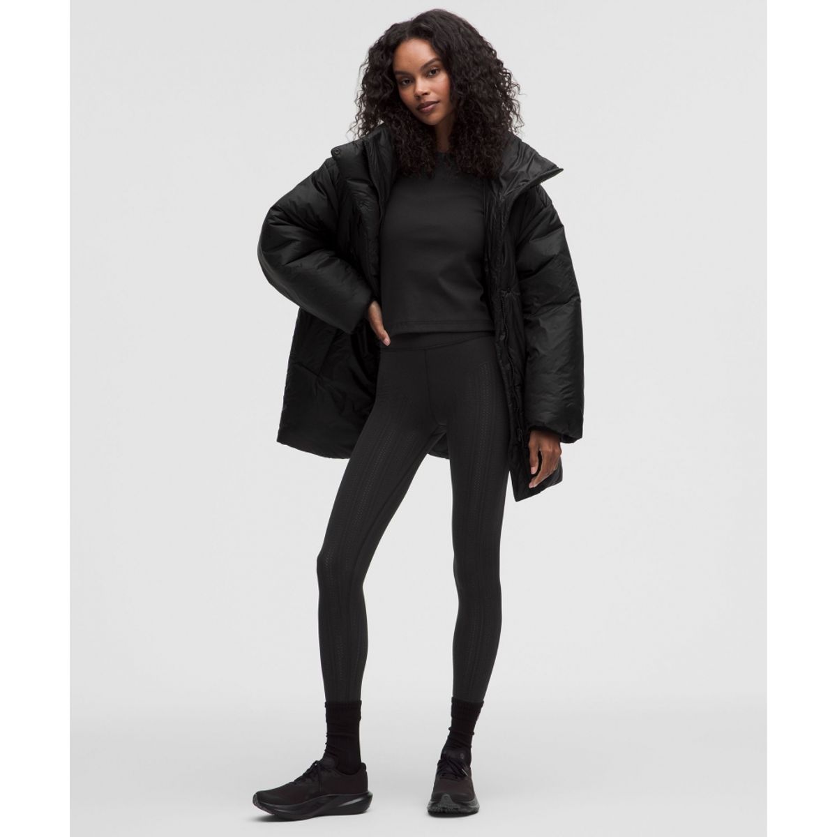 룰루레몬(LULULEMON) 리틀 리브드 롱슬리브 티  BLK
