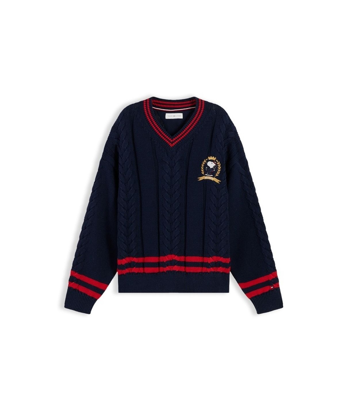타미힐피거 키즈(TOMMY HILFIGER KIDS) 피너츠 케이블 브이넥 스웨터