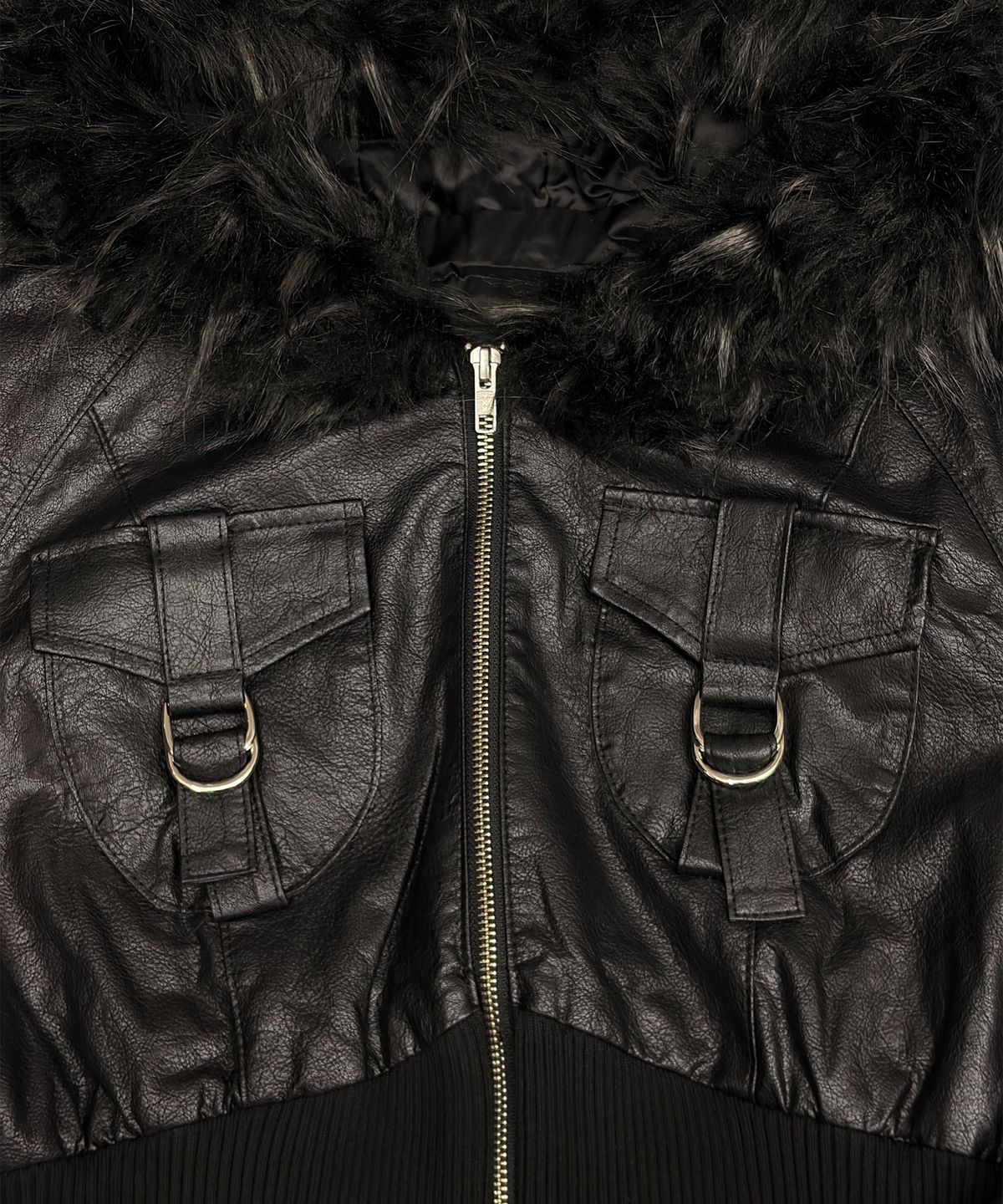 해빙(HAEBING) Half-Rib Raglan Leather Jacket