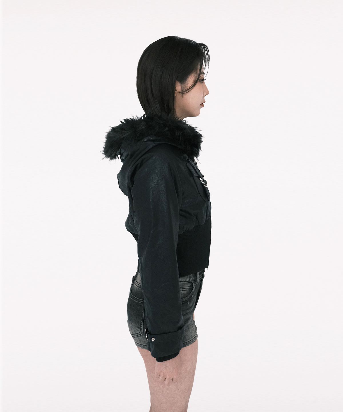 해빙(HAEBING) Half-Rib Raglan Leather Jacket