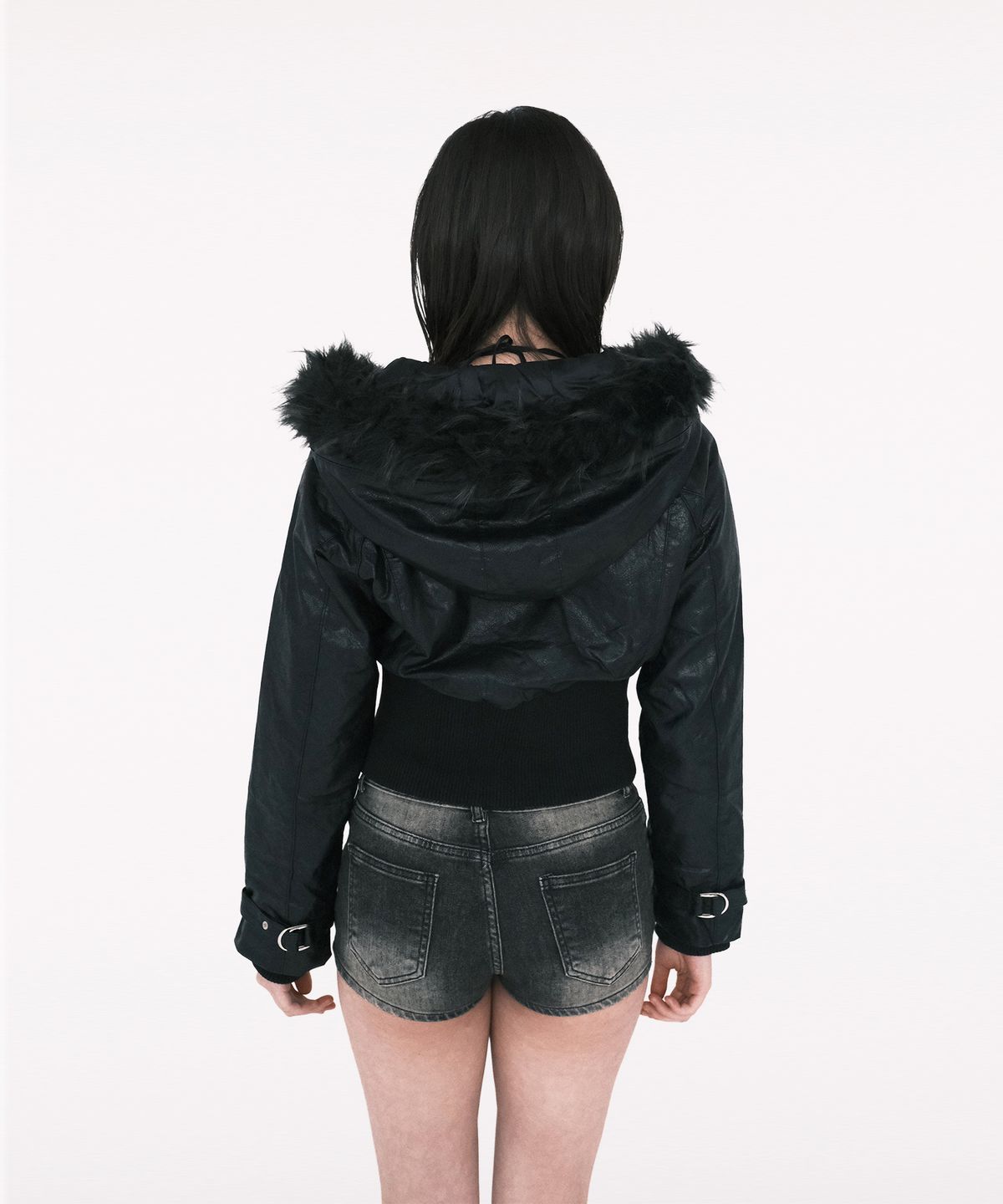 해빙(HAEBING) Half-Rib Raglan Leather Jacket
