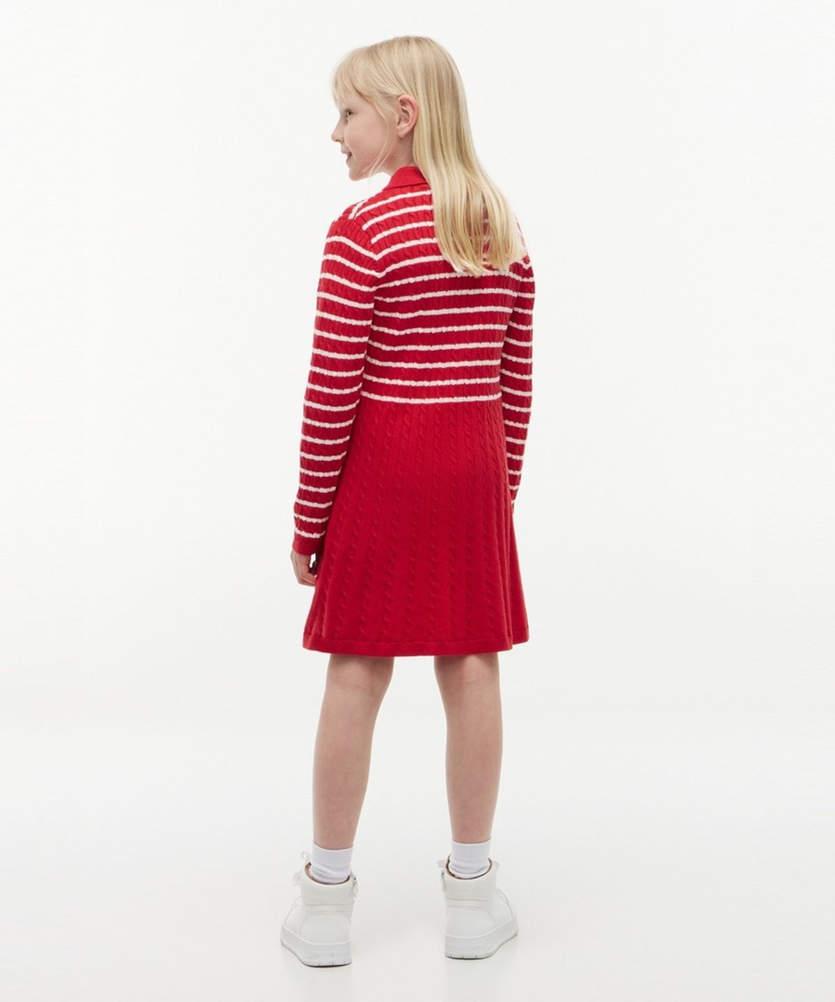타미힐피거 키즈(TOMMY HILFIGER KIDS) 스트라이프 케이블 스웨터 드레스
