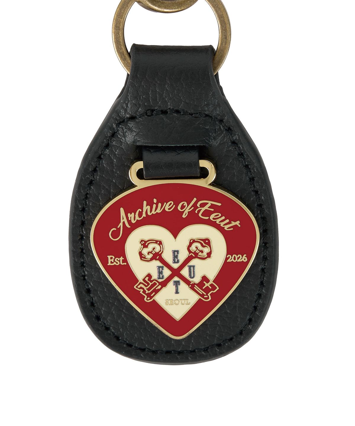 이우트(EEUT) VINTAGE LEATHER PATCH KEYRING / BLACK