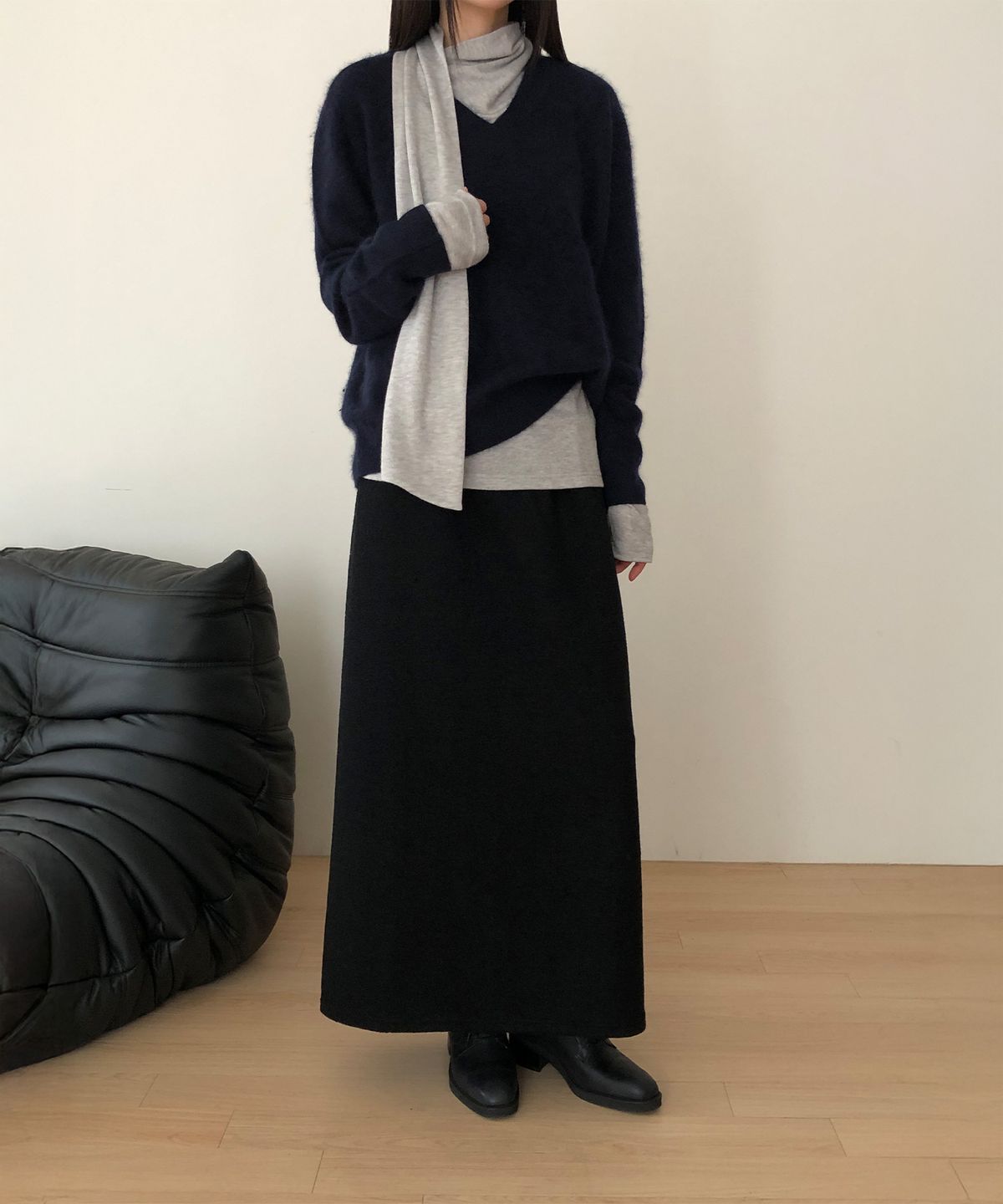 가더(GARDER) Tie Blouse T shirt (Gray)