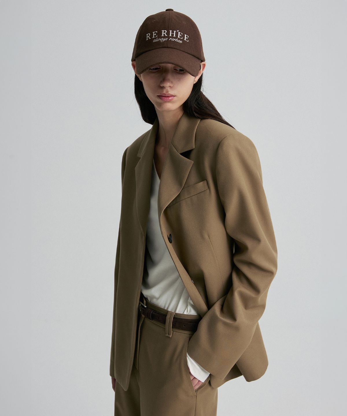 리이(RE RHEE) WOOL BALL CAP CHOCOLATE