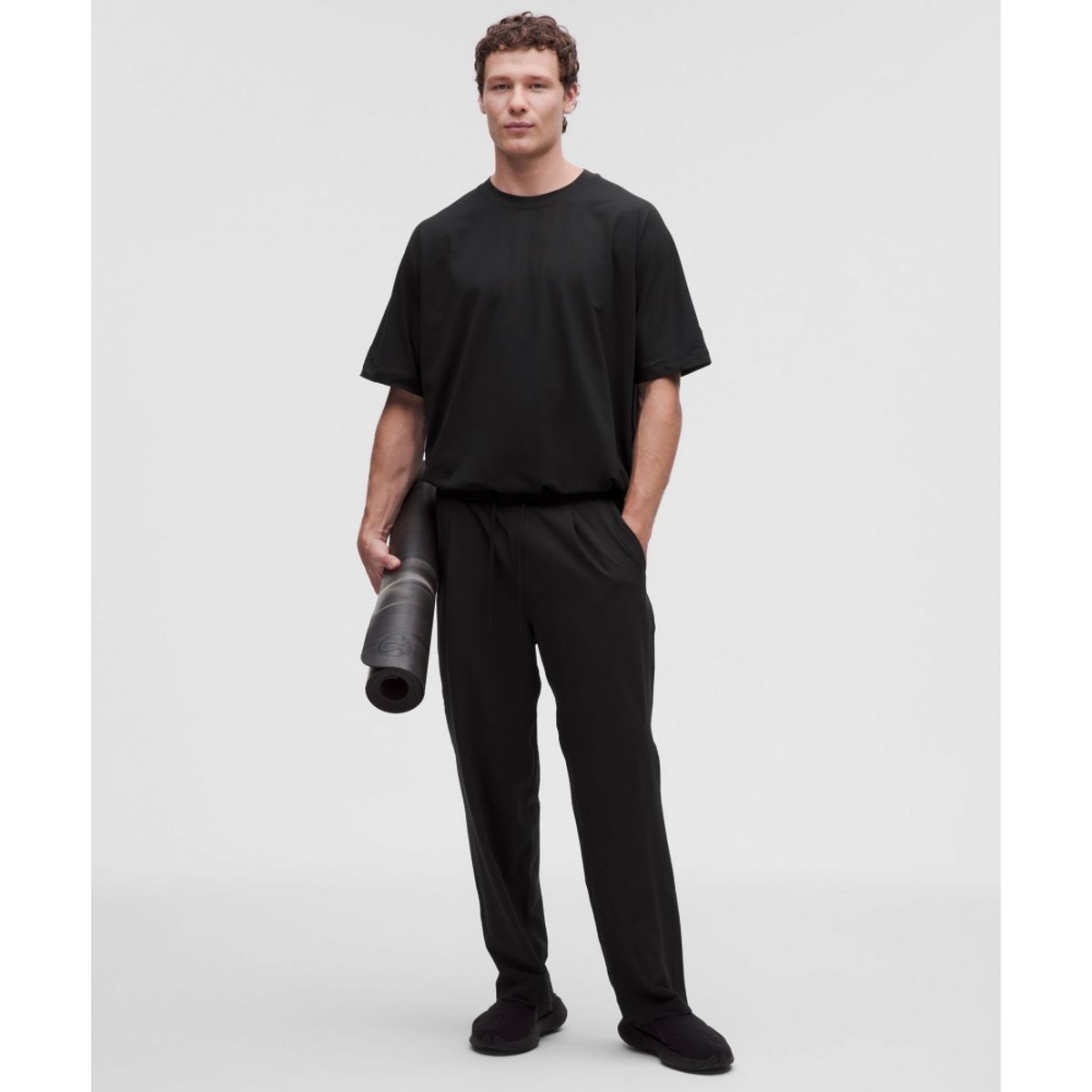 룰루레몬(LULULEMON) 소프트 저지 신치 헴 오버사이즈드 요가 티셔츠  BLK