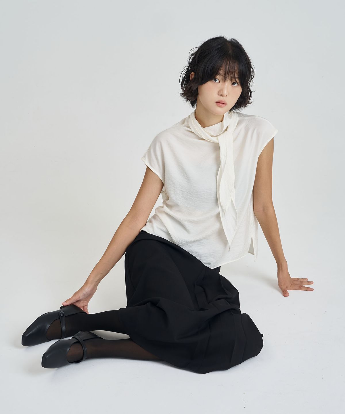 페이즈문(PHASE MOON) CARI 스퀘어 메리제인 플랫 (1cm)