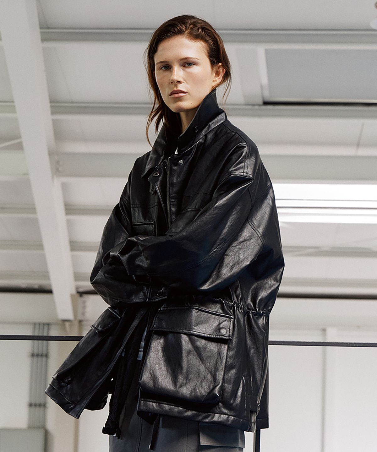 노우드(NOEUD) JK012 Archive Leather Safari Jacket (Black)
