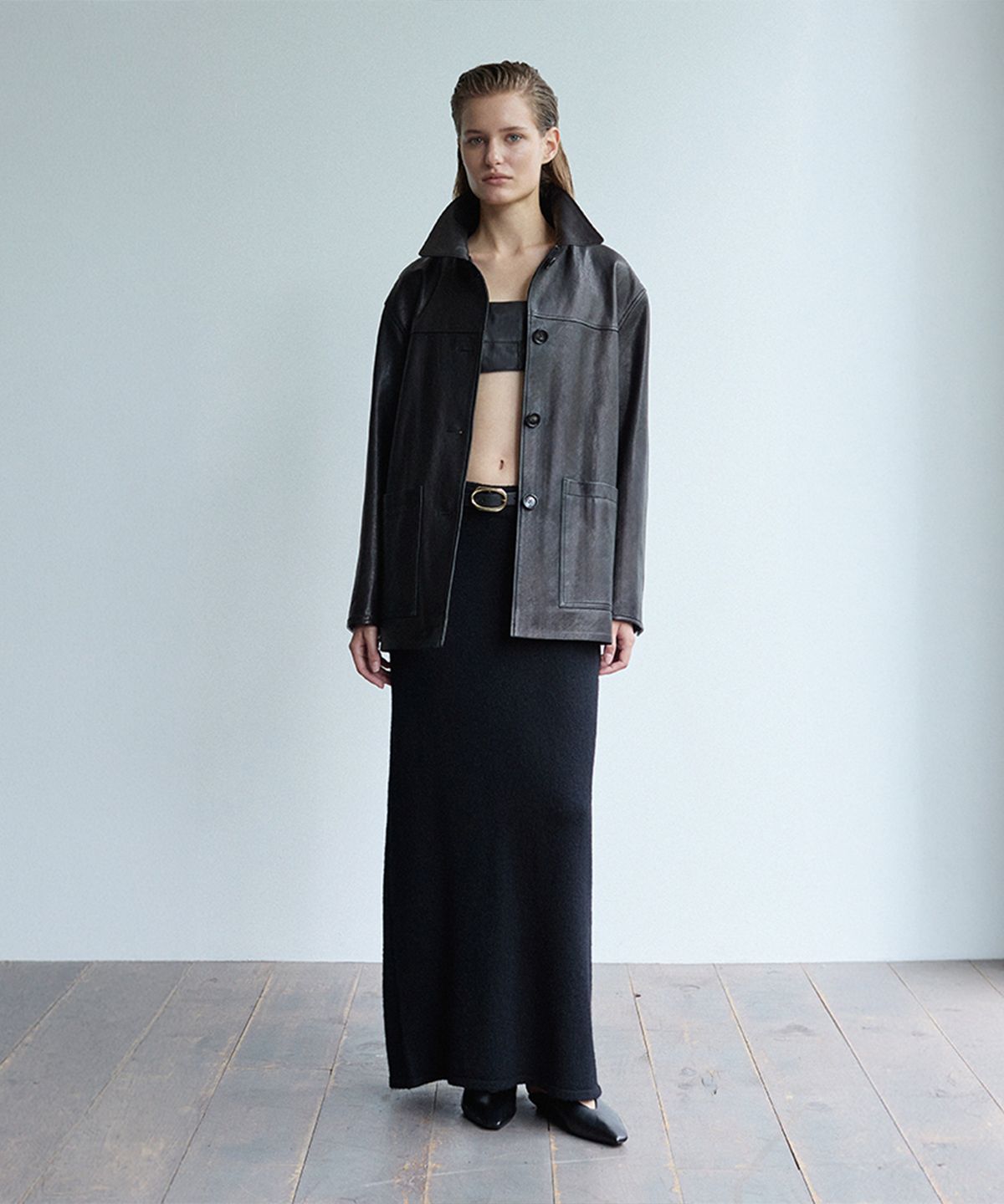 베르데마르(VERDEMAR) Italy Vegetable Lambskin Car Coat_Black