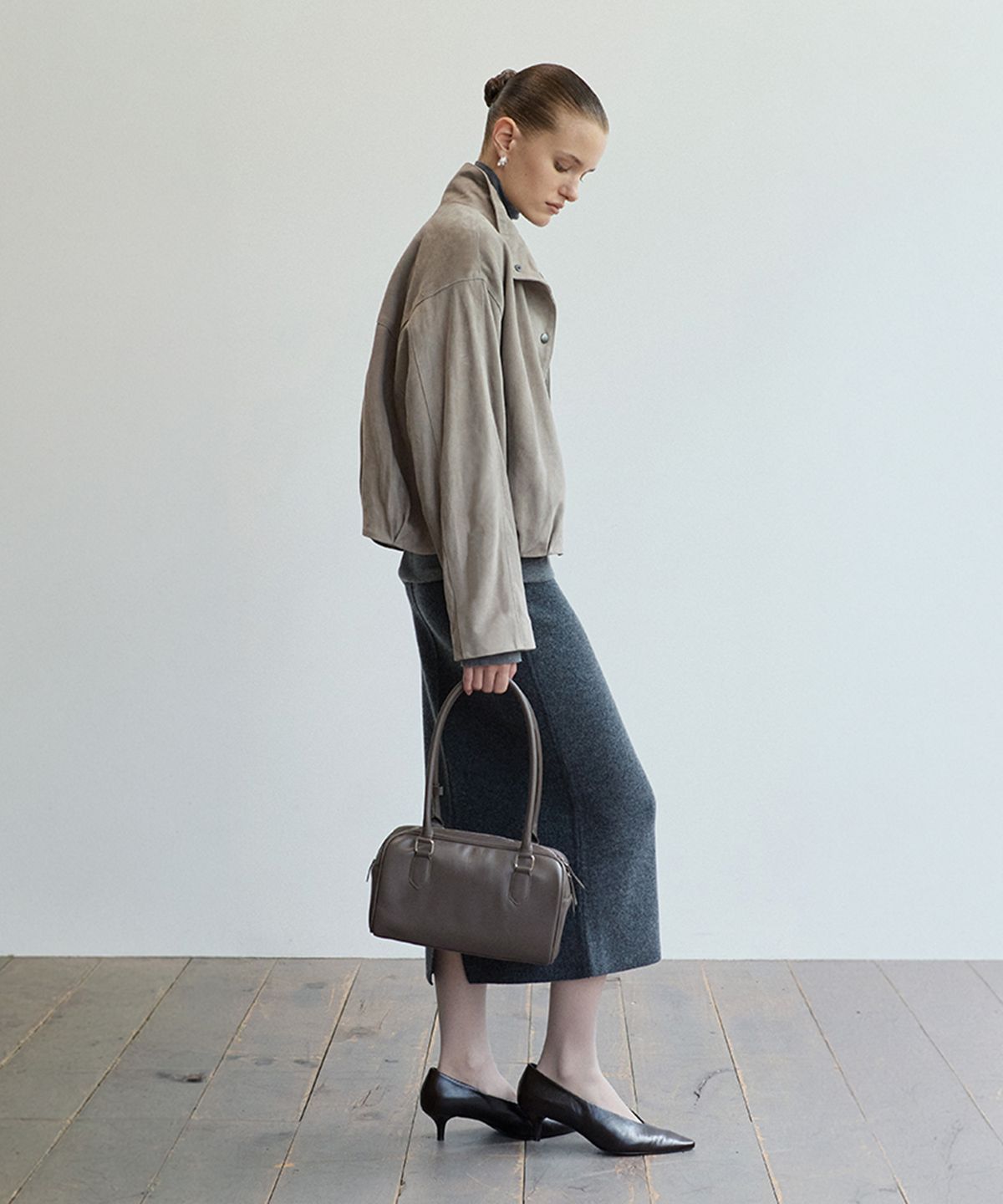 베르데마르(VERDEMAR) Volume Suede Button Blouson_Grey