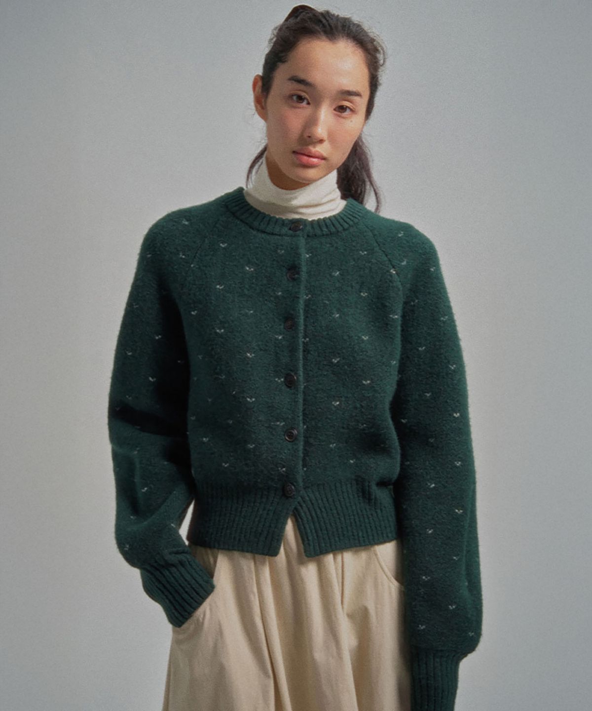 망고매니플리즈(MANGO MANY PLEASE) DANI WOOL CARDIGAN_DEEP GREEN