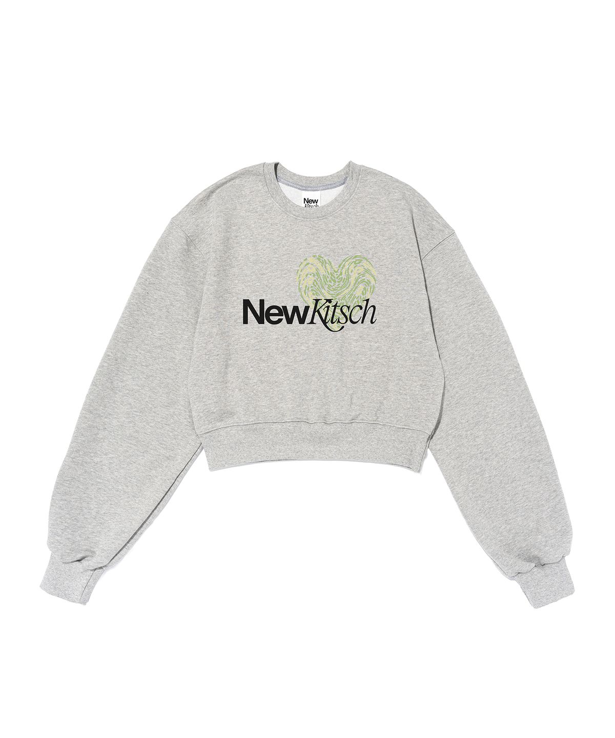 뉴키치(NEWKITSCH) LEO HEART CROP SWEATSHIRTS (MELANGE)