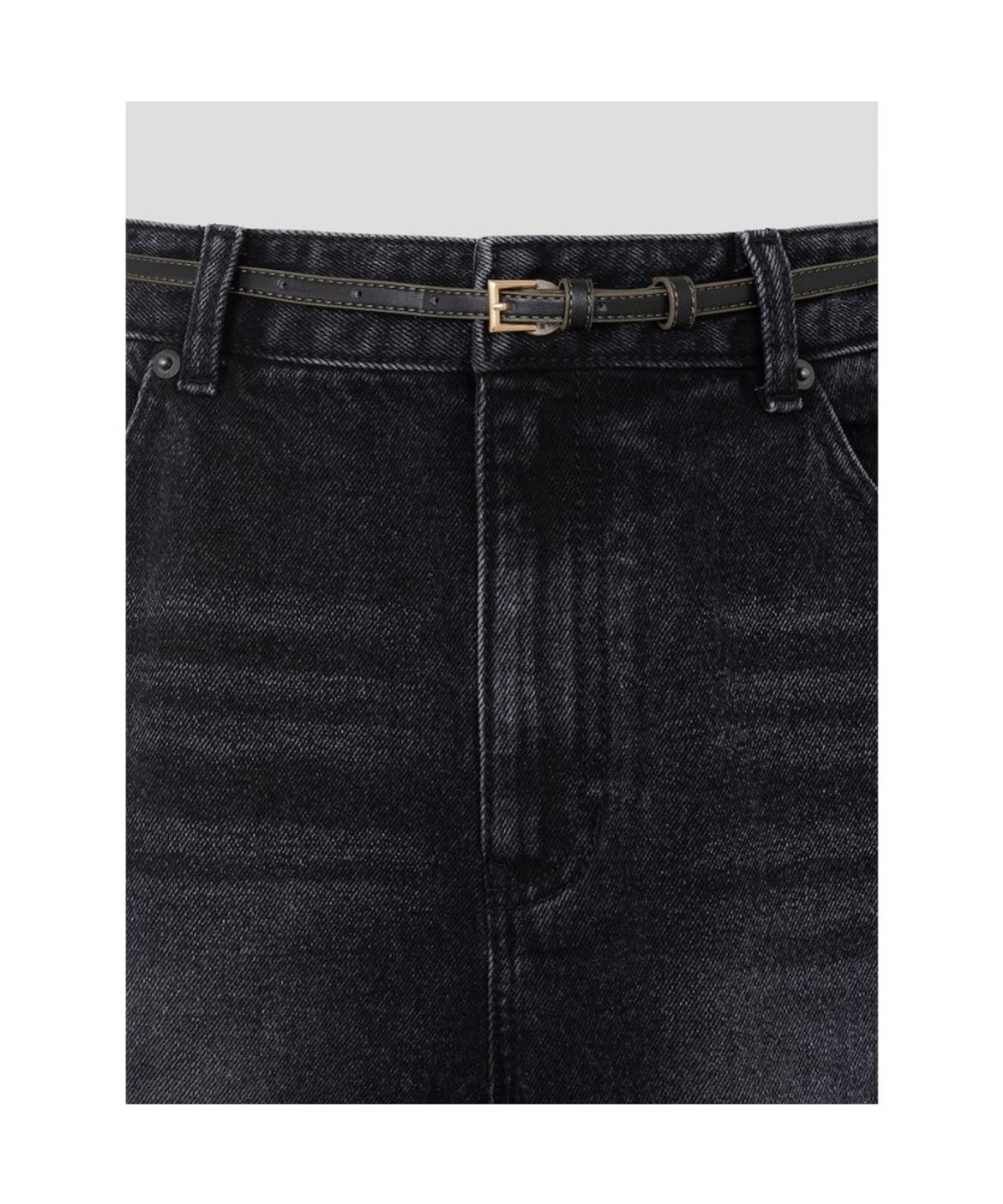 빈폴 레이디스(BEANPOLE LADIES) 기모 데님 옵션벨트 크롭 와이드 테이퍼드 팬츠  애쉬 (BF6921C724)