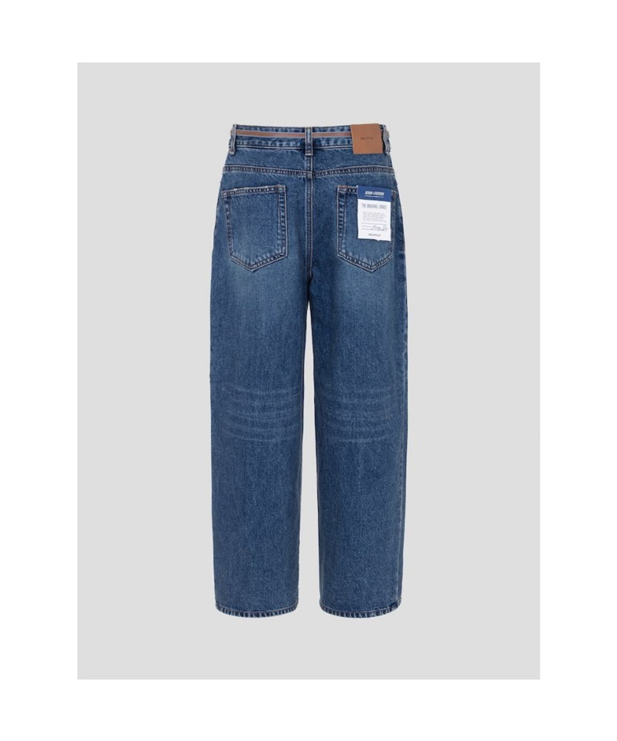 빈폴 레이디스(BEANPOLE LADIES) 기모 데님 옵션벨트 크롭 와이드 테이퍼드 팬츠  블루 (BF6921C72P)