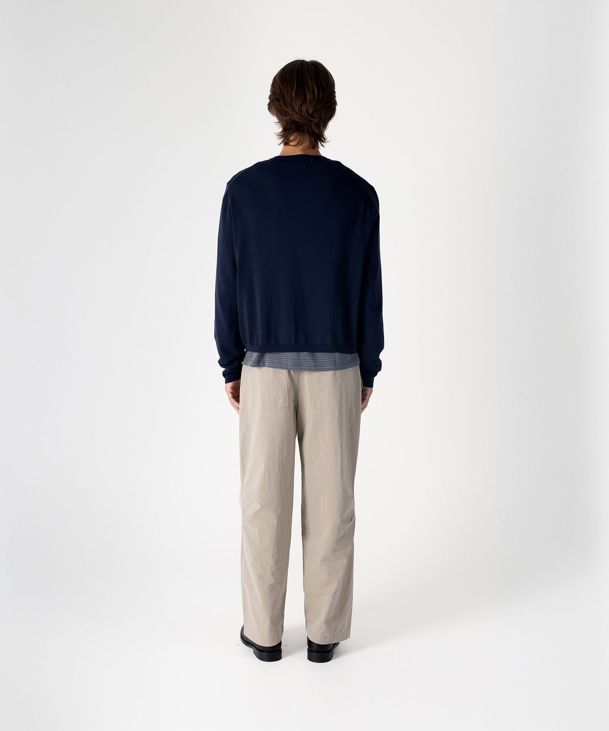 애드슬로우(ADDSLOW) Basic Round Neck Cardigan (Navy)