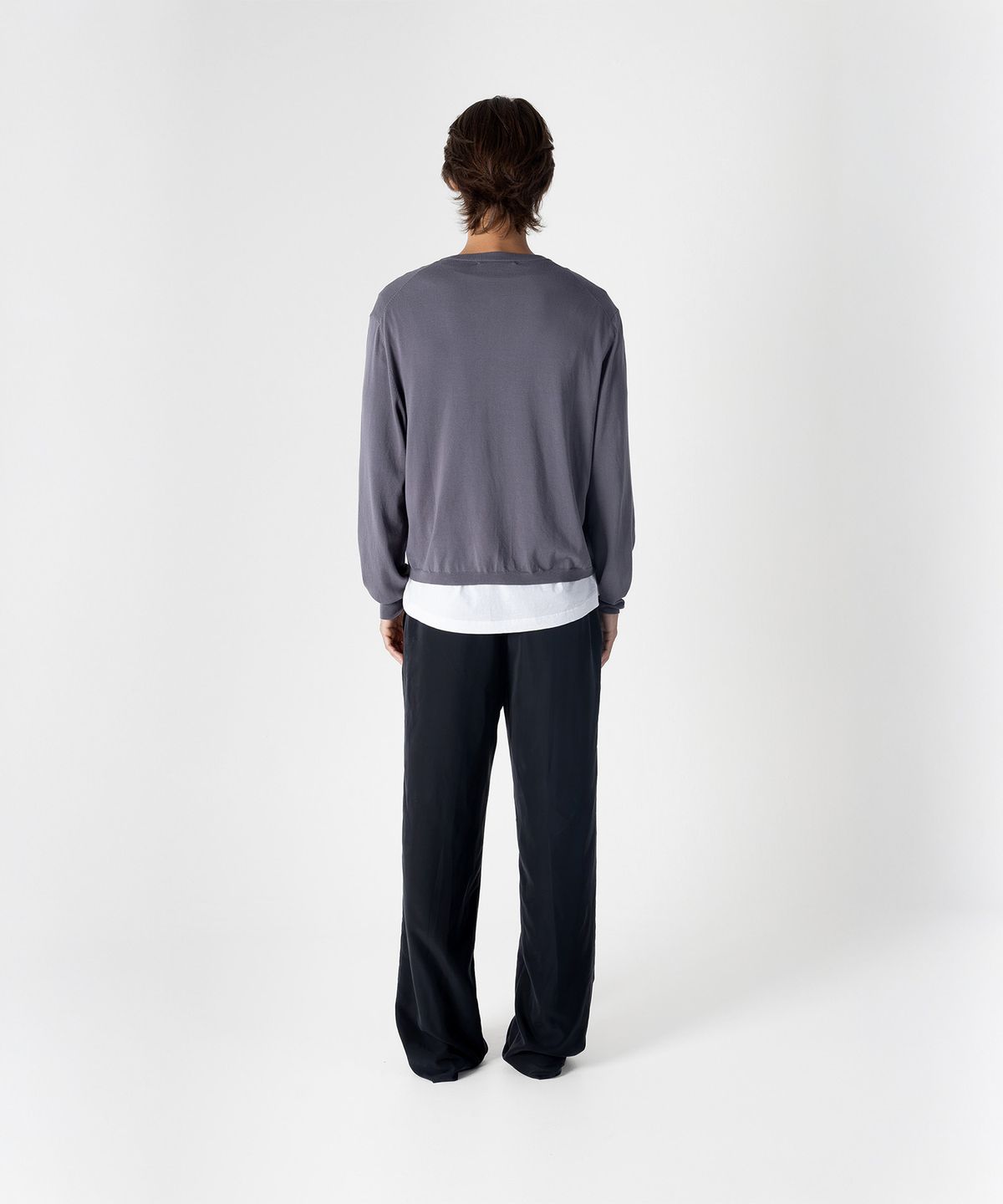 애드슬로우(ADDSLOW) Basic Round Neck Cardigan (Grey)