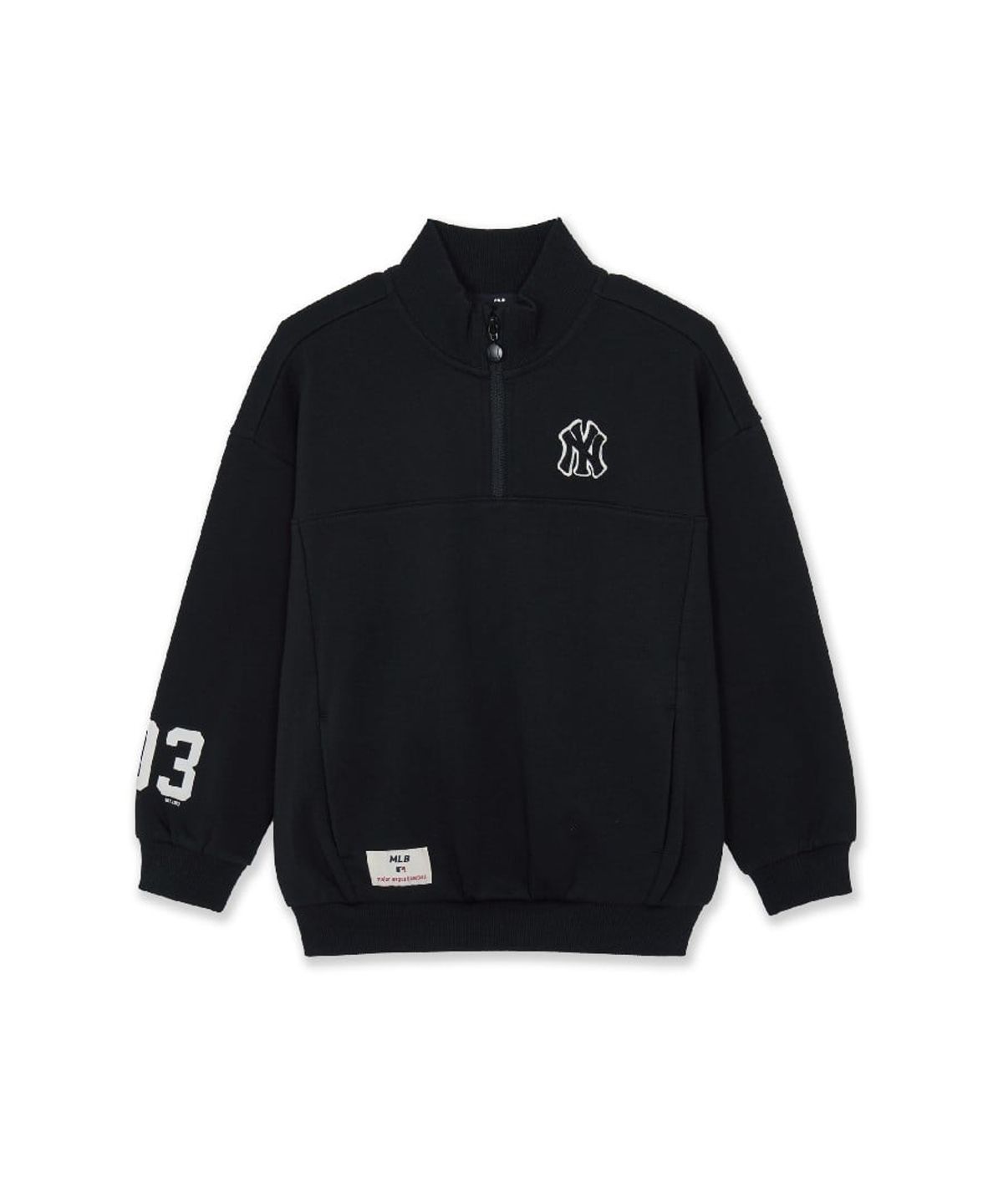 엠엘비 키즈(MLB KIDS) 스포티브 시그니처 반집업 기모 맨투맨 세트 NY (Black)
