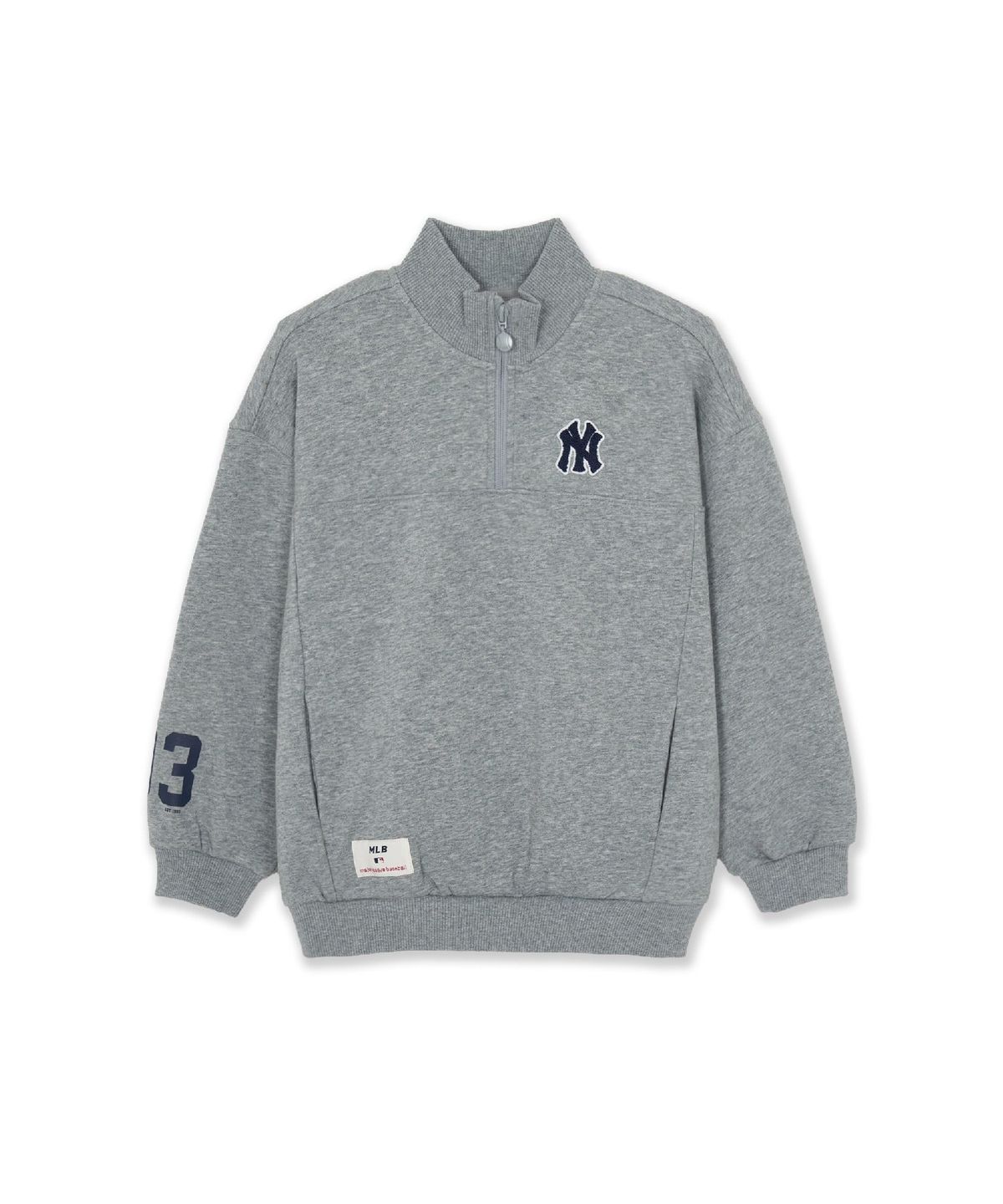 엠엘비 키즈(MLB KIDS) 스포티브 시그니처 반집업 기모 맨투맨 세트 NY (Melange Grey)