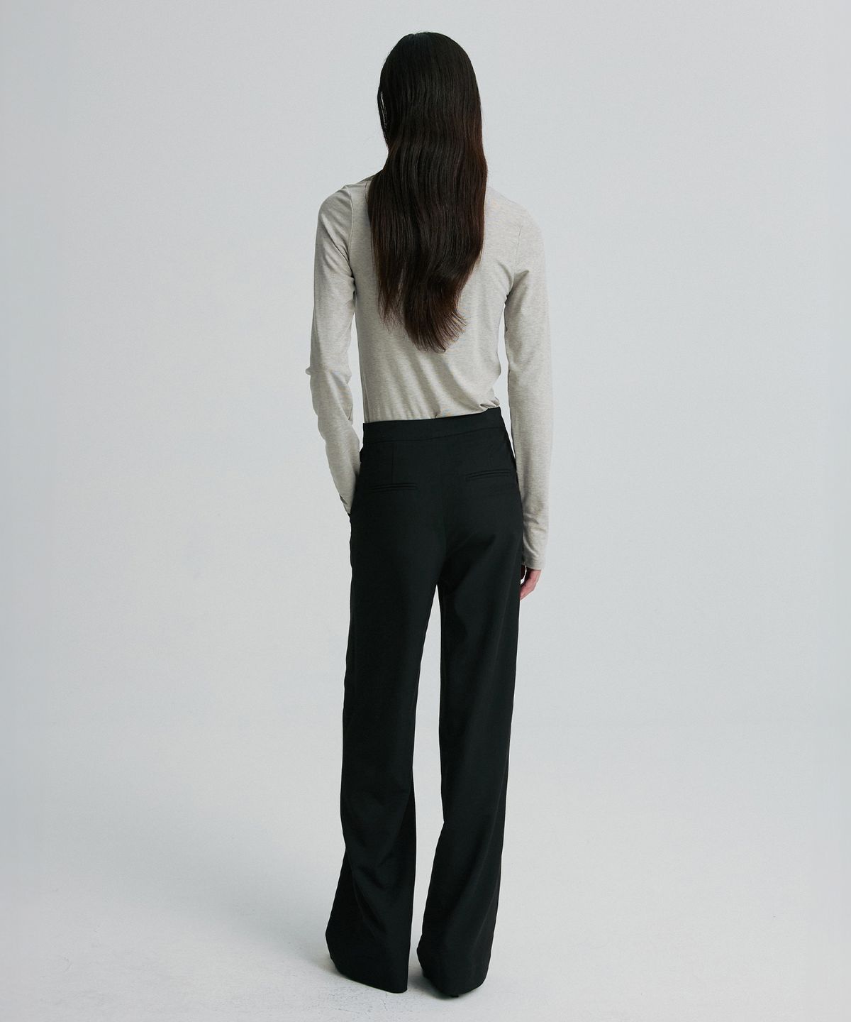리이(RE RHEE) ASYMMETRIC ZIP TROUSERS BLACK