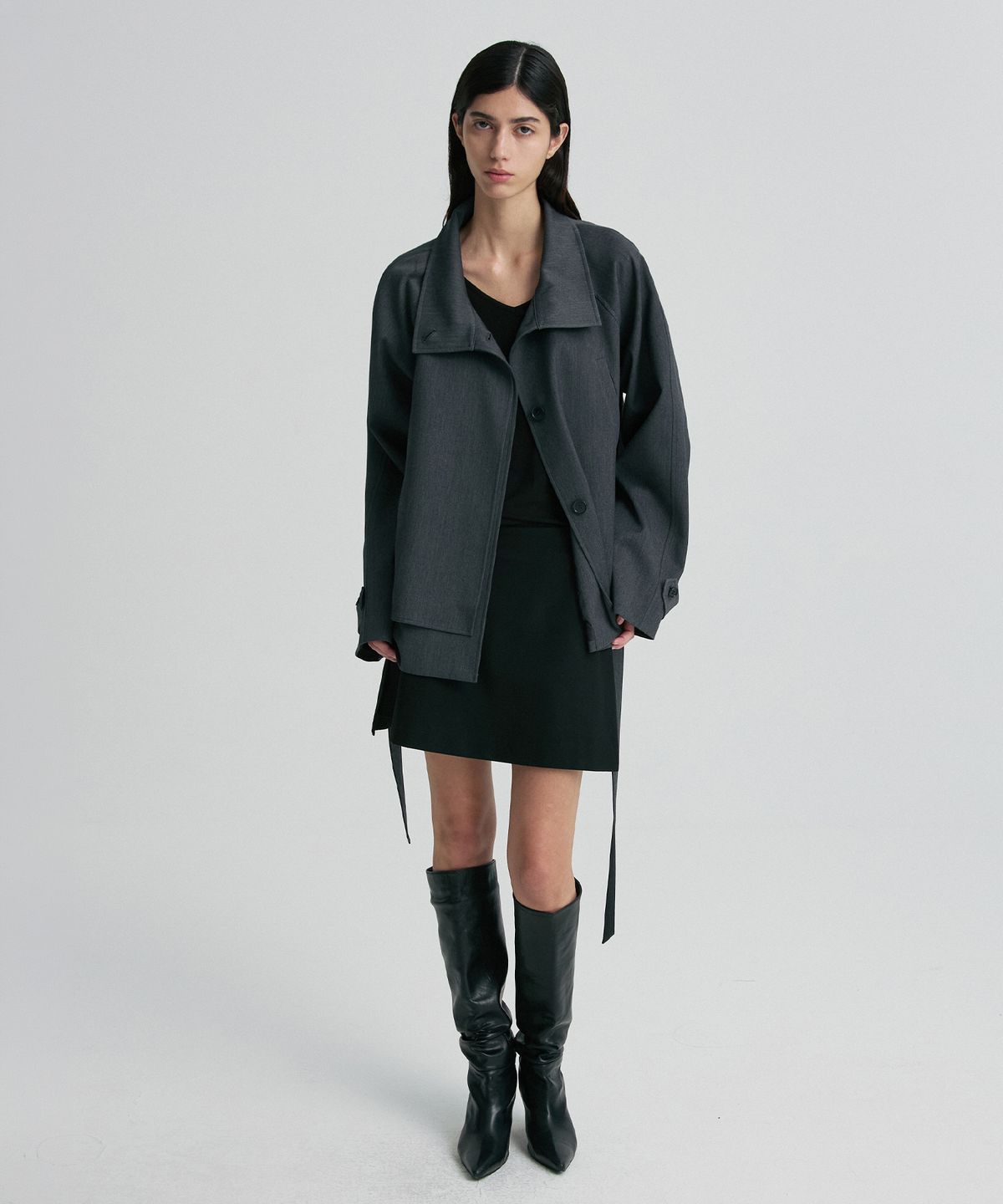 리이(RE RHEE) WOOL-SILK BLEND TRENCH COAT