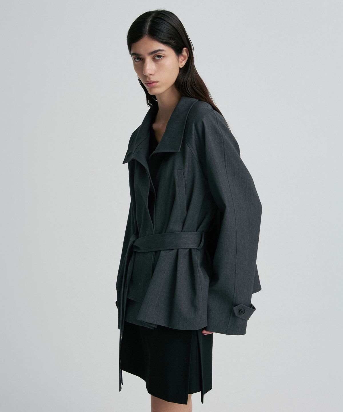 리이(RE RHEE) WOOL-SILK BLEND TRENCH COAT