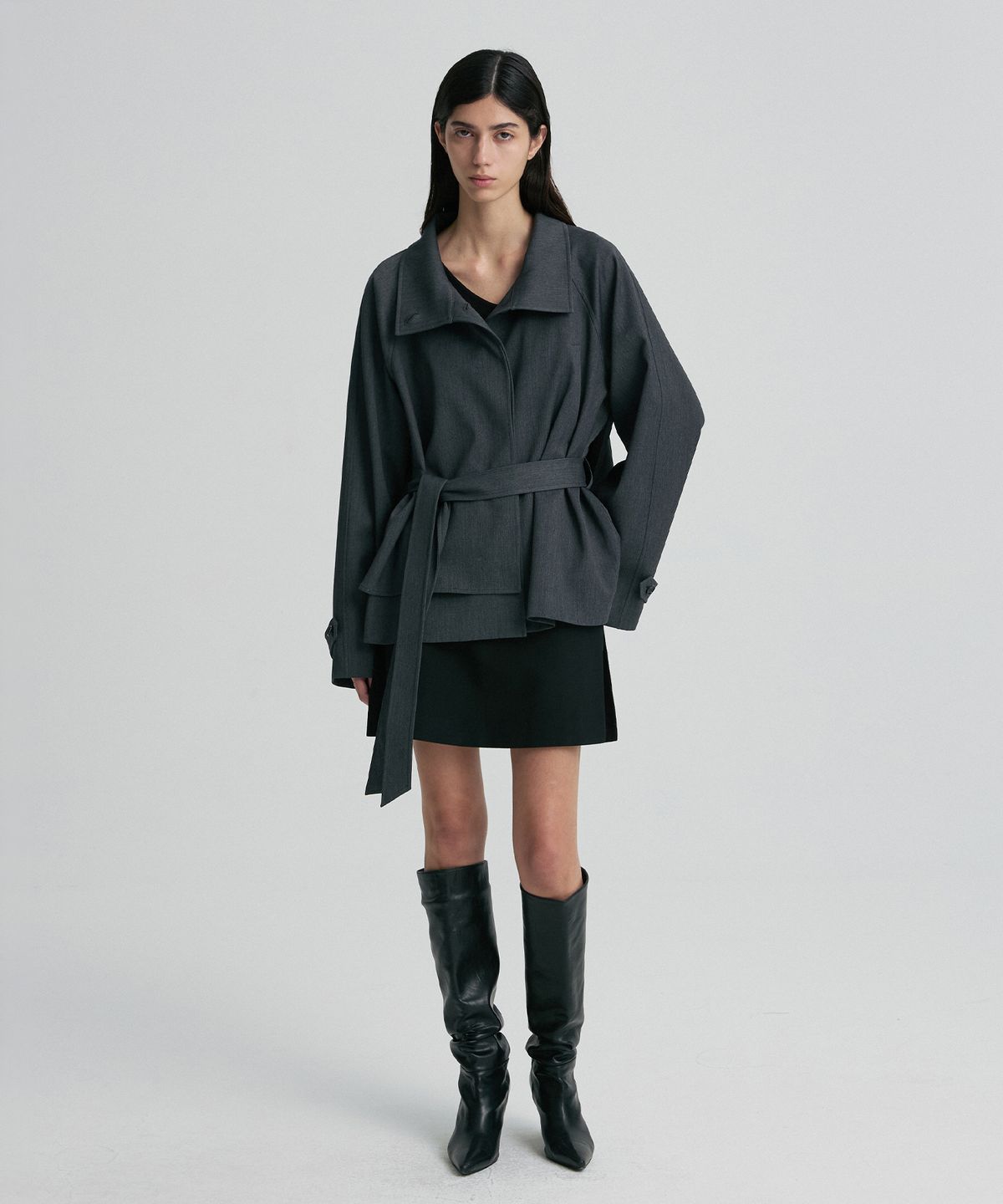 리이(RE RHEE) WOOL-SILK BLEND TRENCH COAT