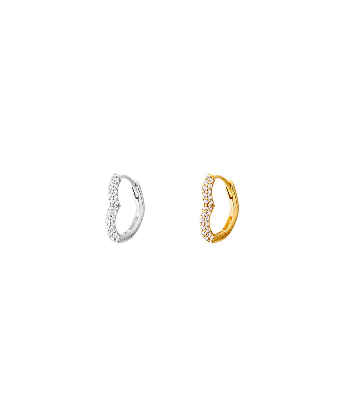 바이브나인(Vibe9) V9 Essential 06 Crystal Heart Hoop Earrings