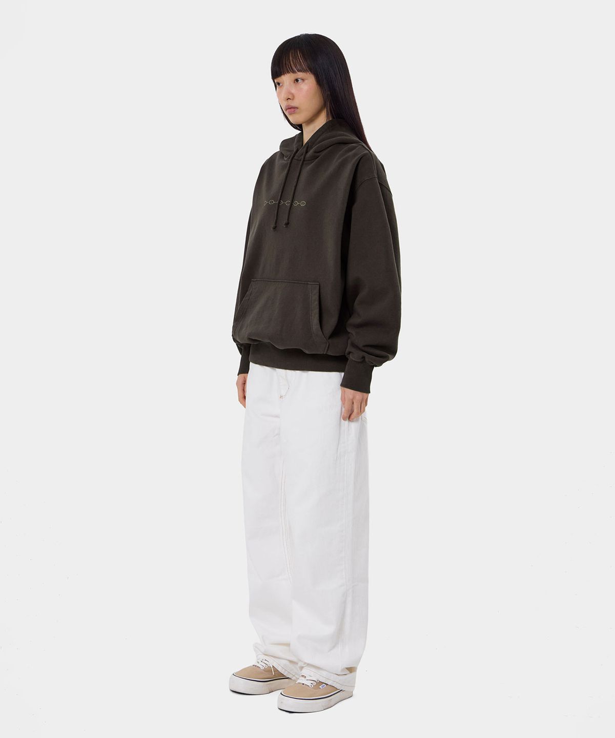디미토(DIMITO) DIVISION BUBBLE LOGO GD HOODIE WASHED BROWN