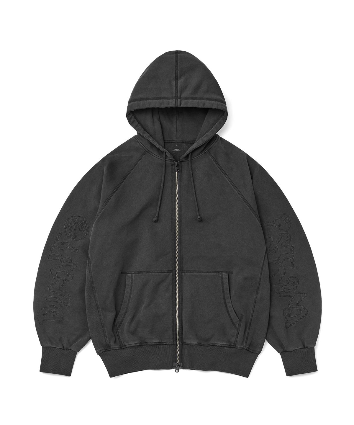 디미토(DIMITO) OVERLOCK ZIP-UP GD HOODIE WASHED BLACK