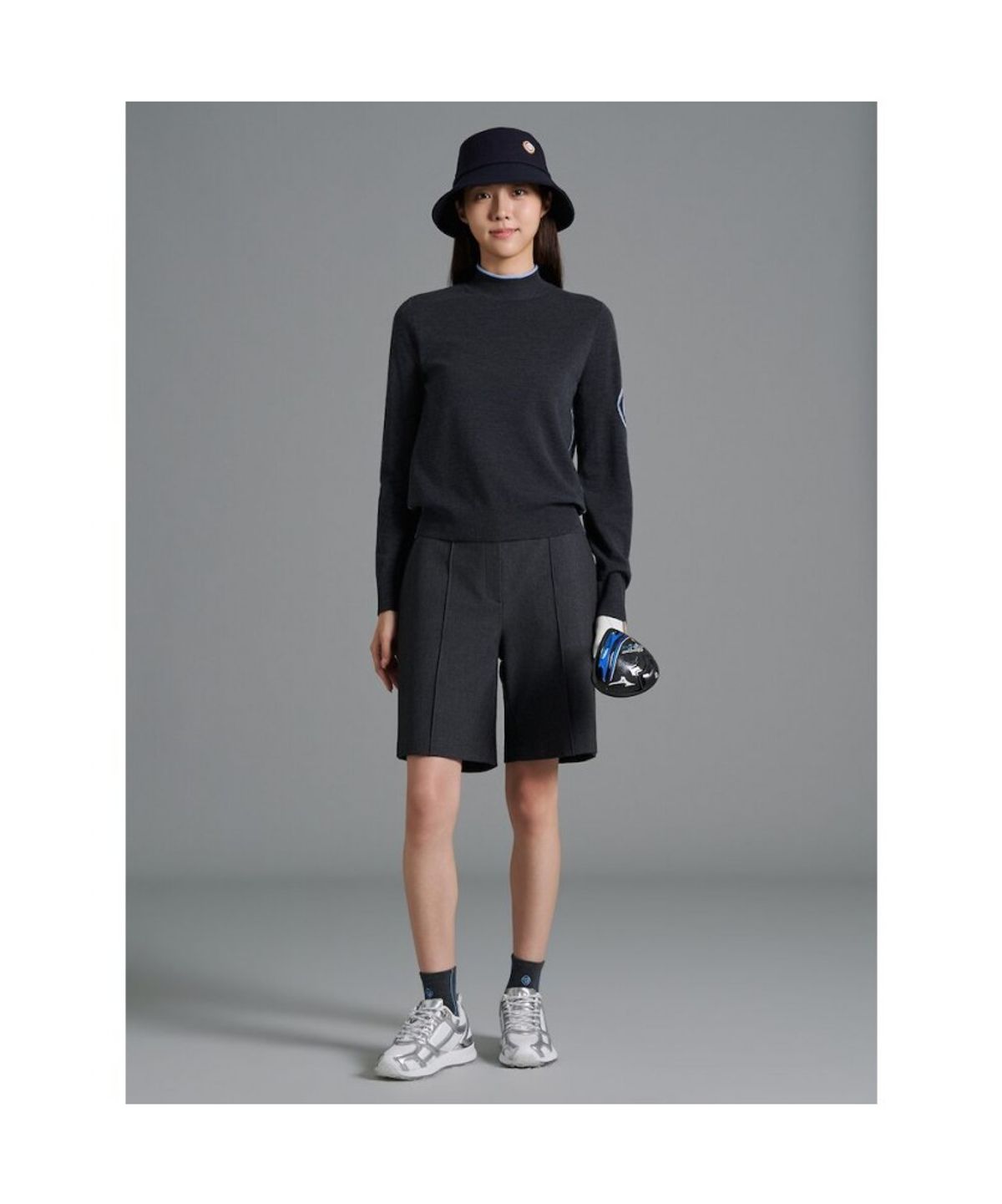 빈폴골프(BEANPOLE GOLF) 여성 소매 로고 하이넥 풀오버 - 애쉬