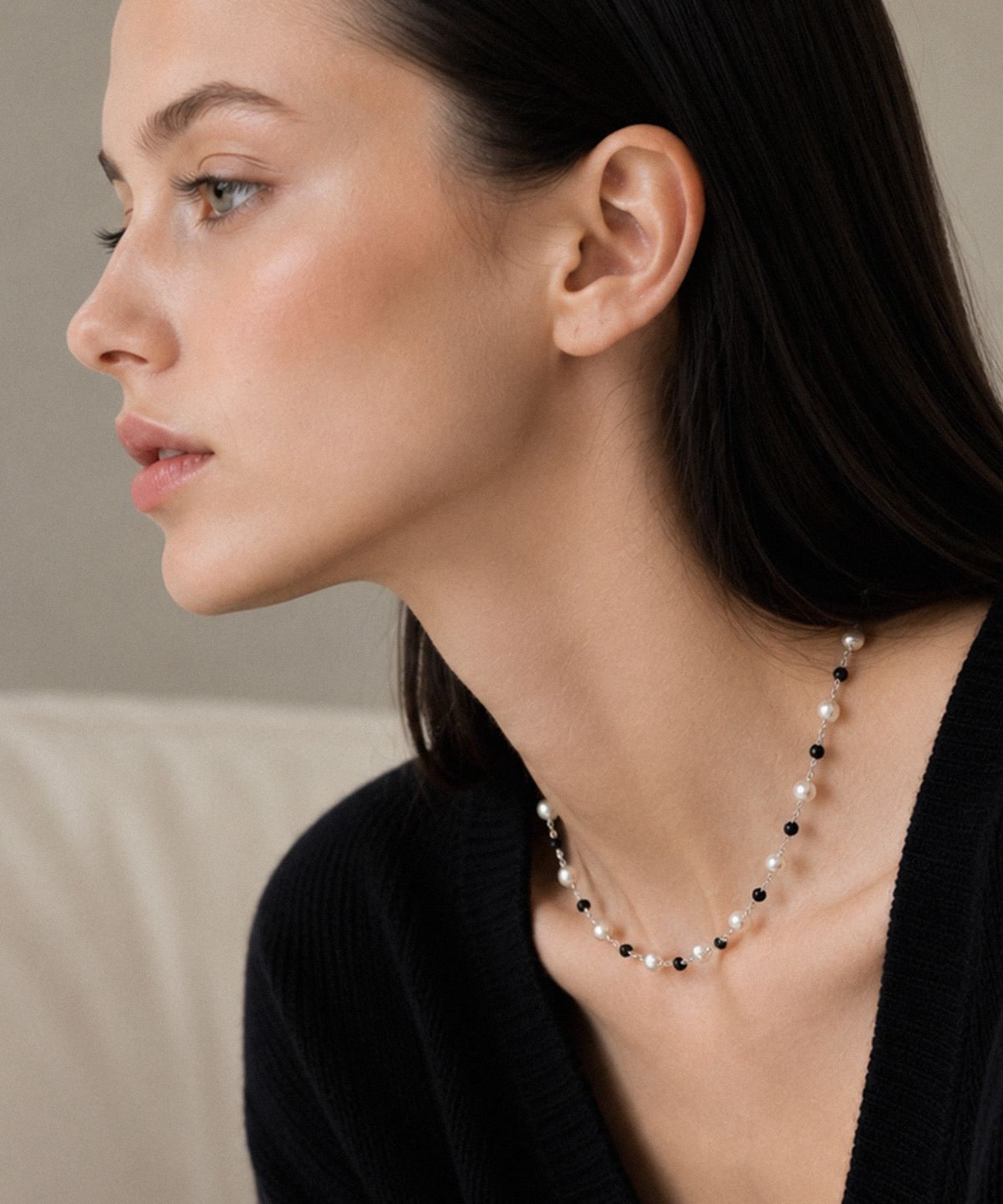 바이브나인(Vibe9) V9 Essential 10 Black Ball Pearl Necklace