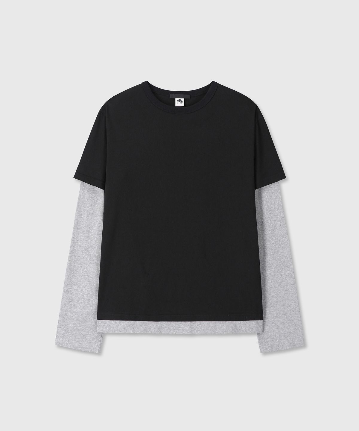 다이브인(DIVEIN) [DIVEIN X DAMONS YEAR] GRAPHIC LAYERED LONG SLEEVE (BLACK / MELANGE)