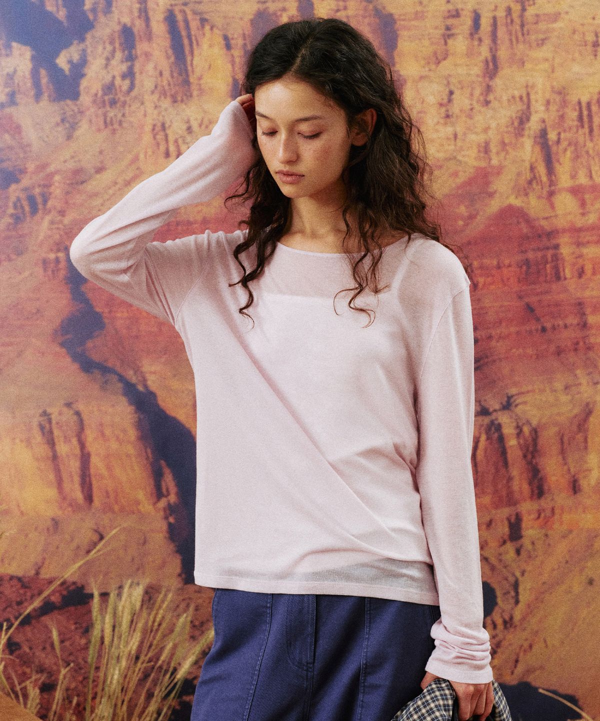 망고매니플리즈(MANGO MANY PLEASE) PAPER TEE_LIGHT PINK